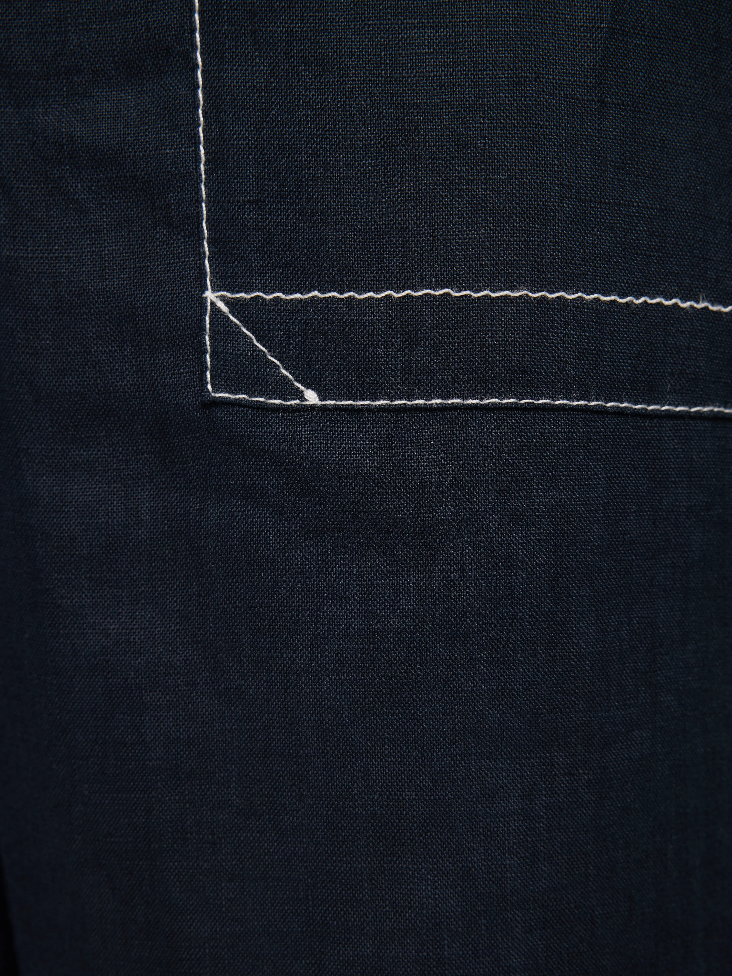 French Linen Cropped Trouser | Navy - Image 11