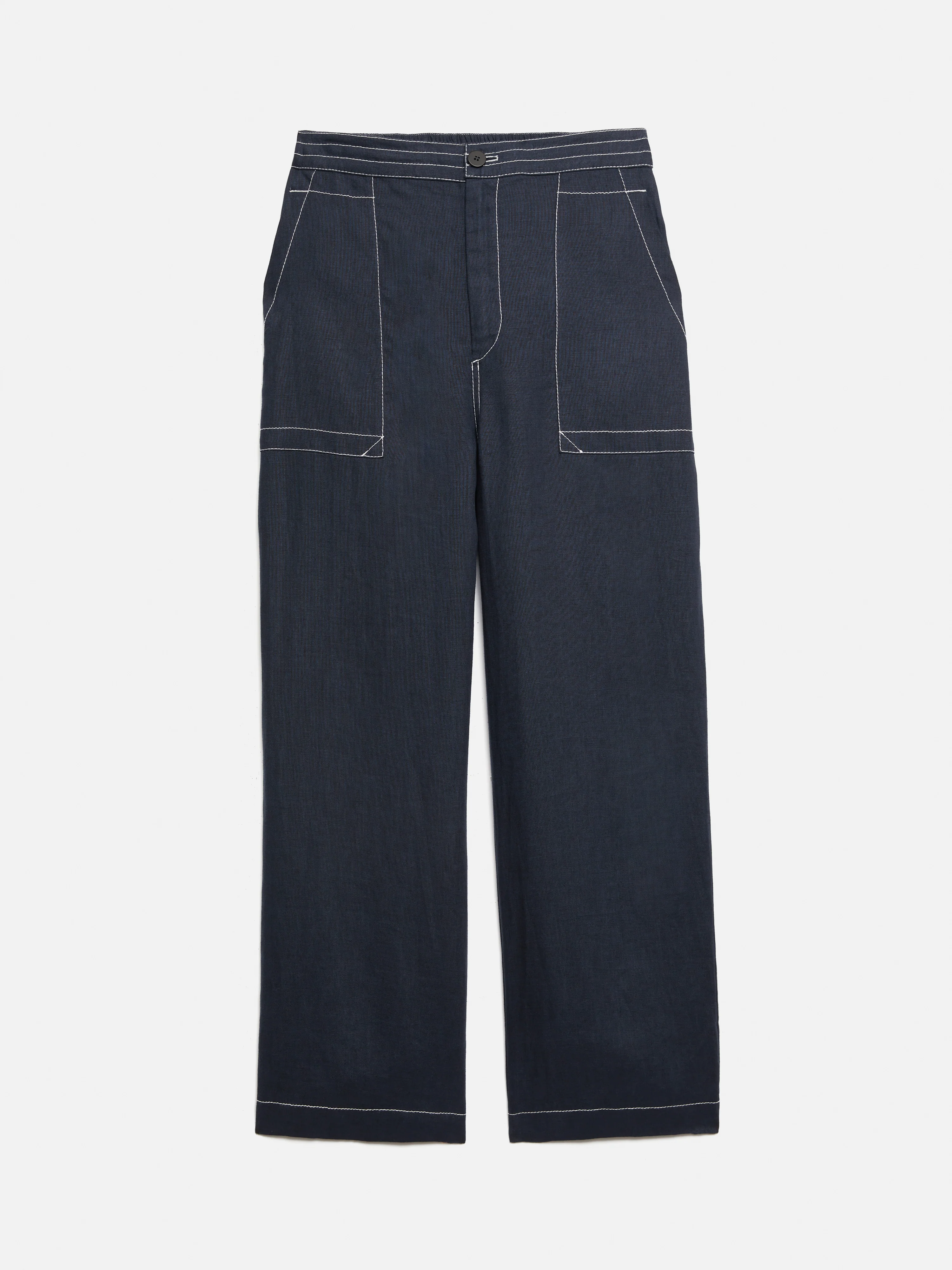 French Linen Cropped Trouser | Navy - Image 12