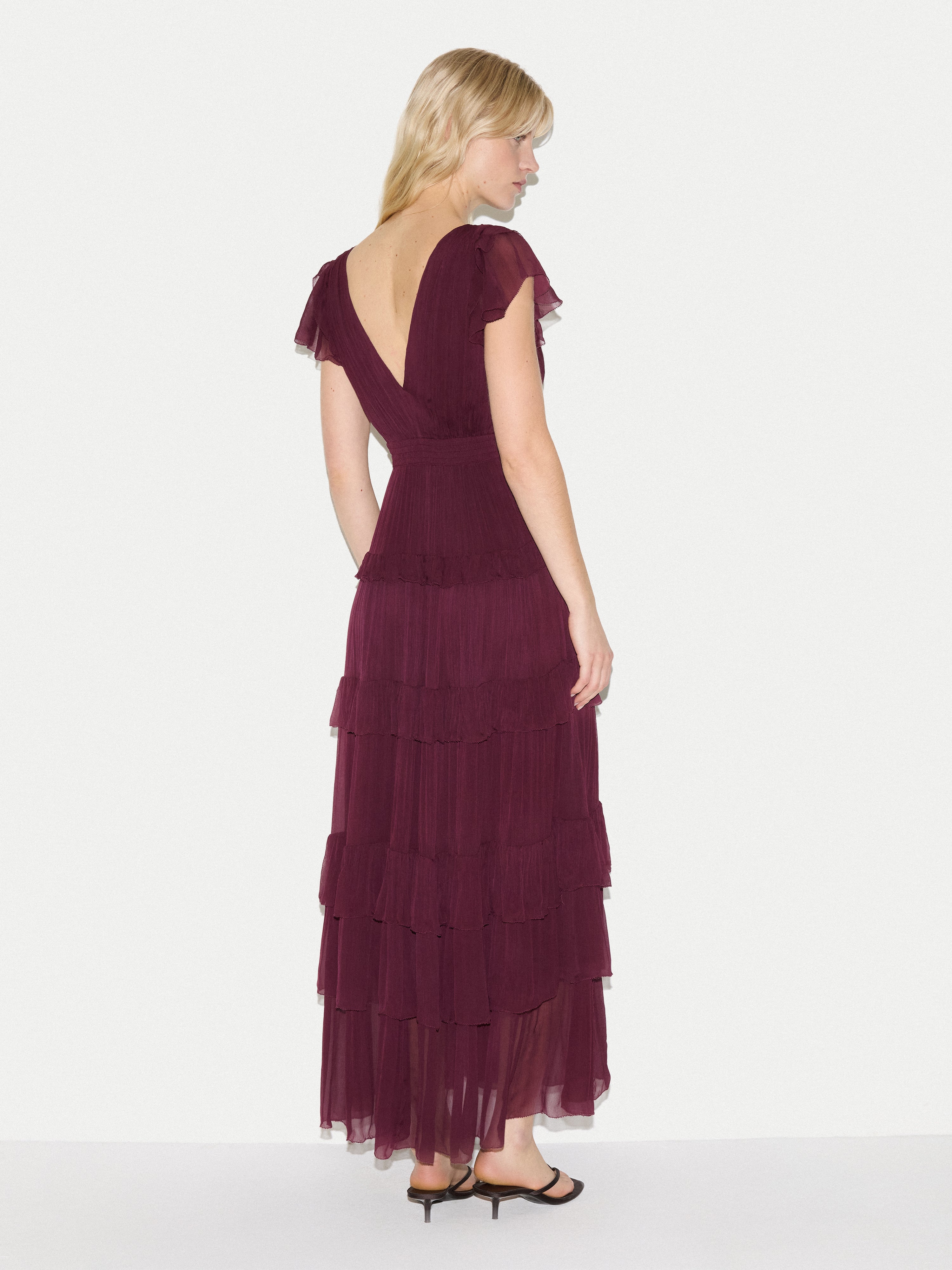 Frill Plisse Maxi Dress | Red - Image 6