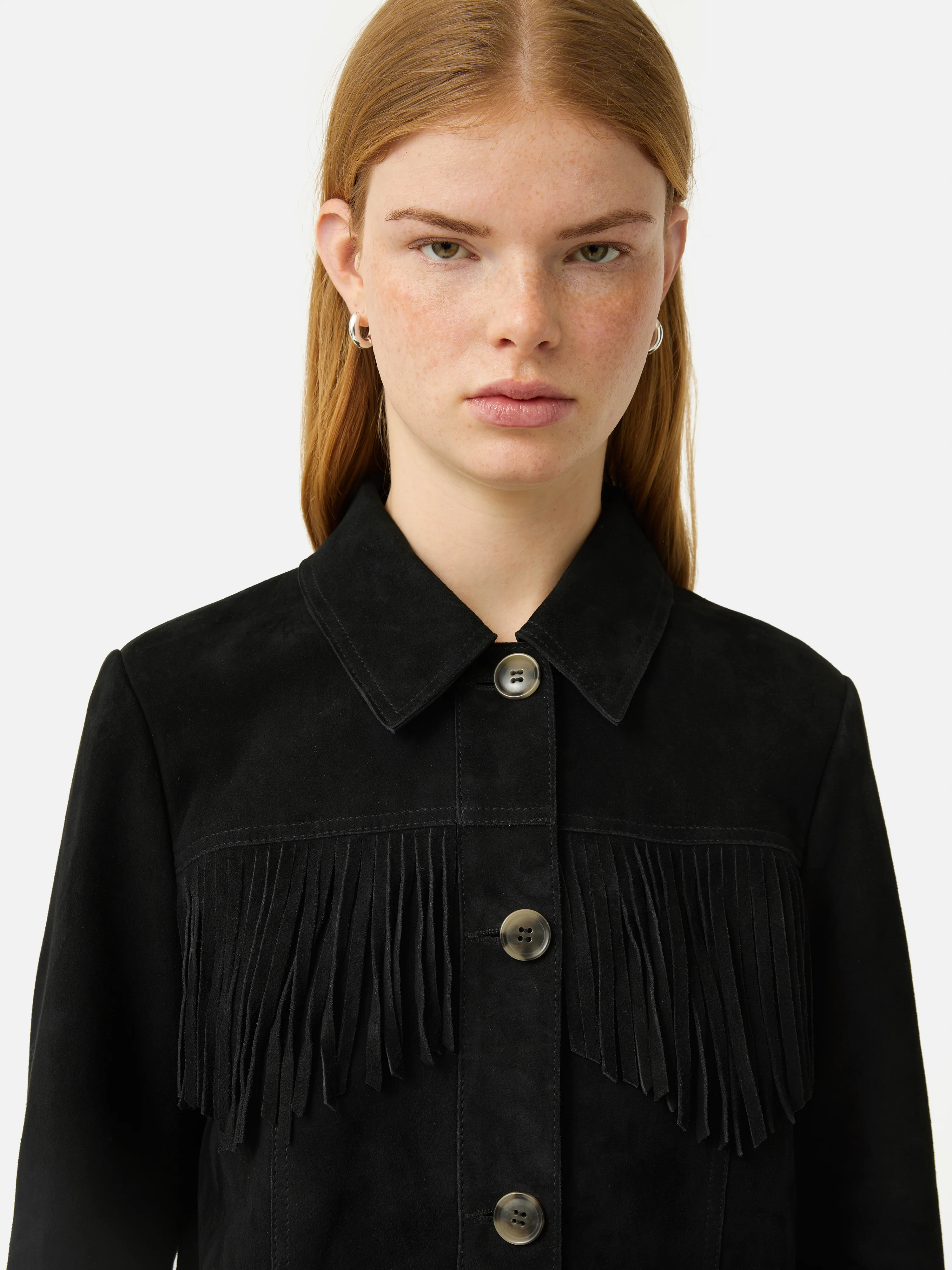 Fringed Suede Jacket | Black - Image 3