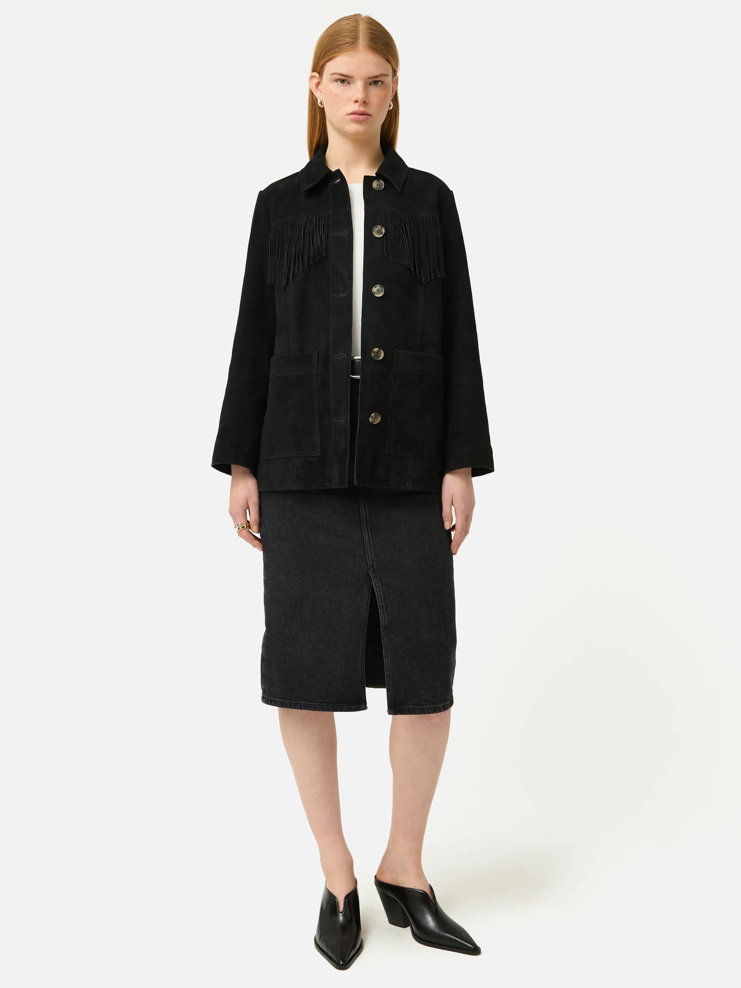 Fringed Suede Jacket | Black - Image 4