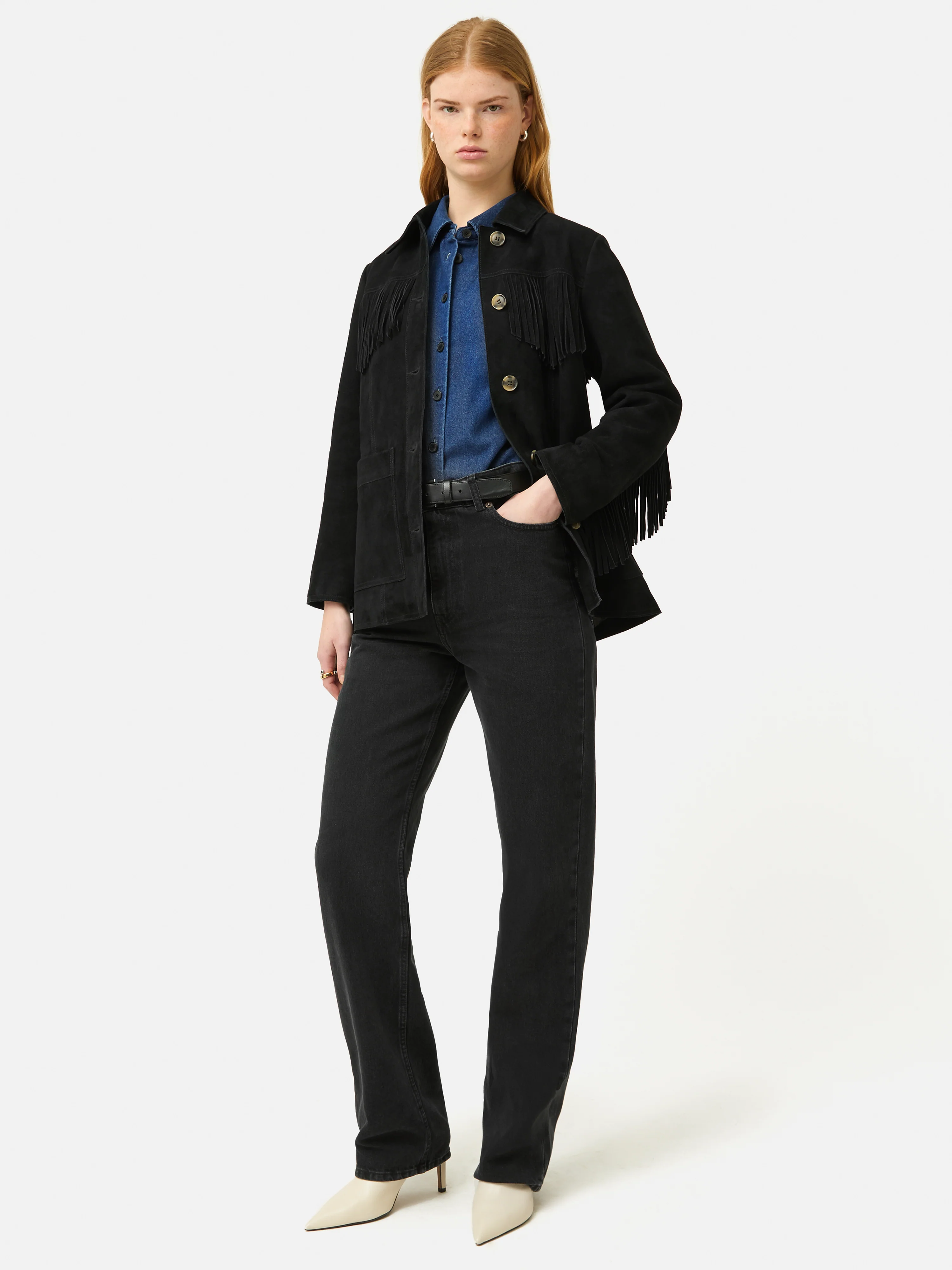 Fringed Suede Jacket | Black - Image 7