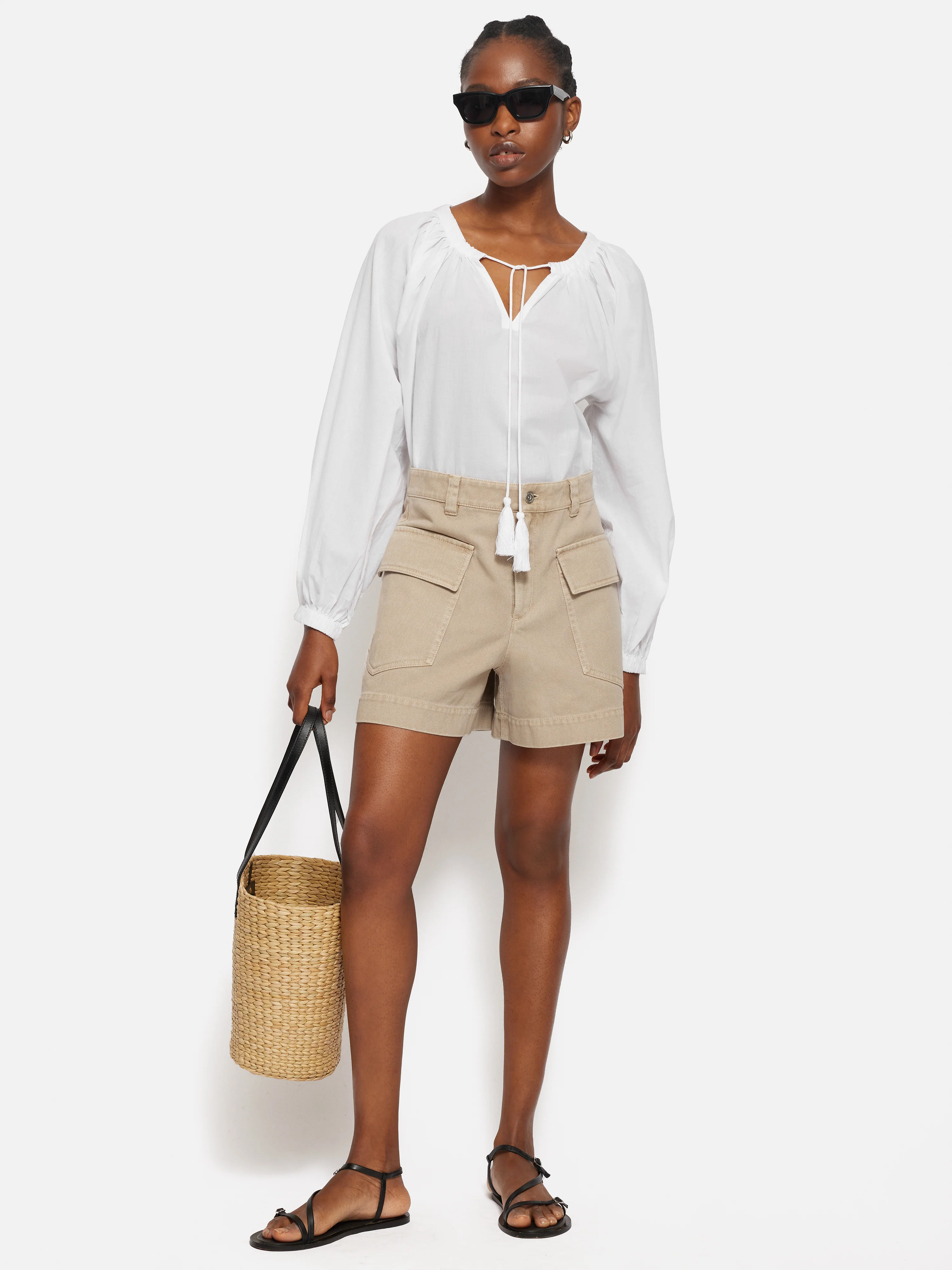 Gauze Gathered Top | White - Image 3