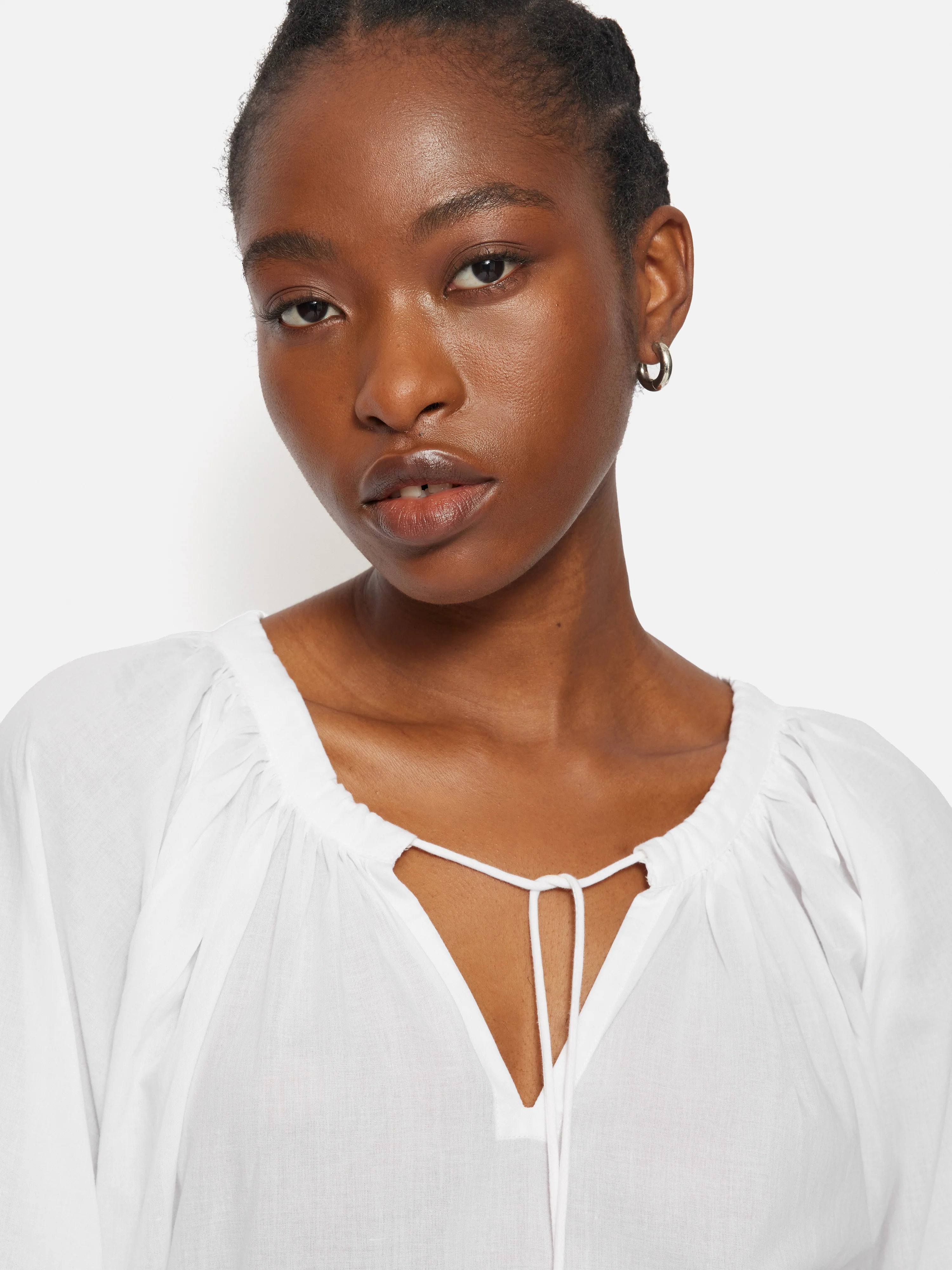 Gauze Gathered Top | White - Image 4