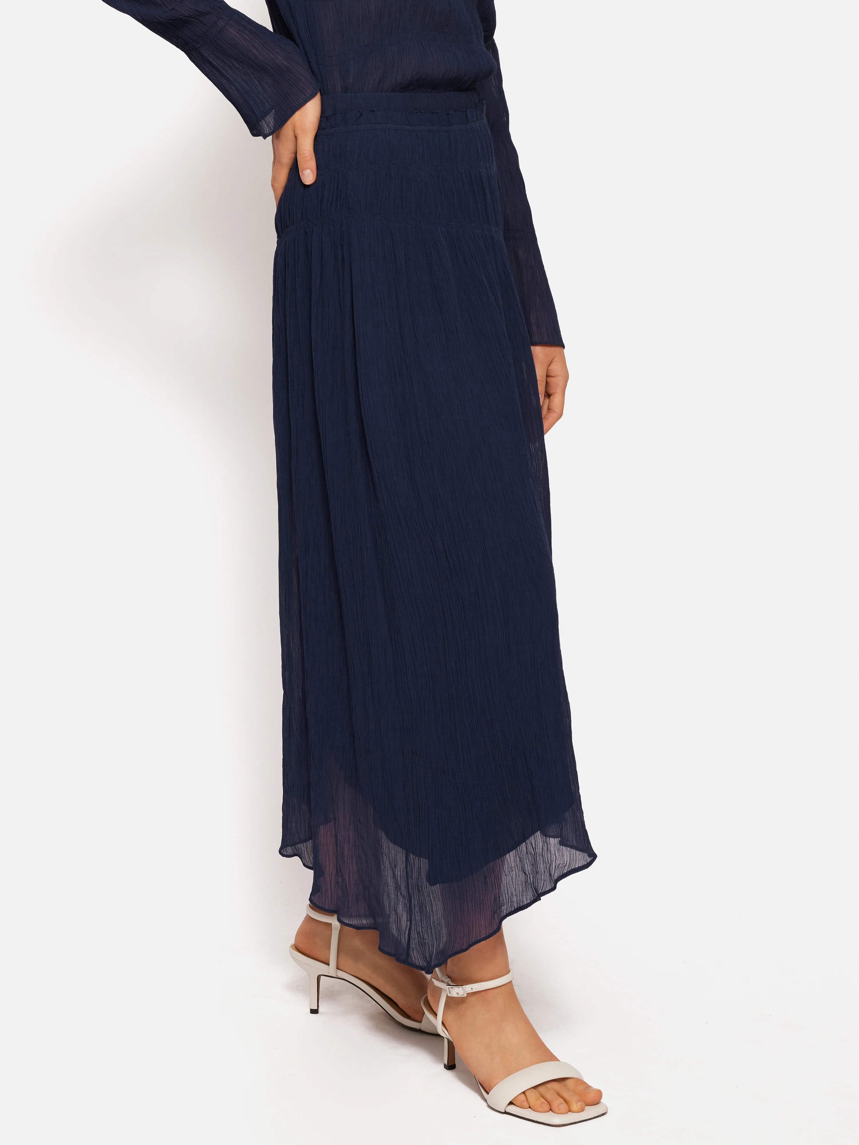 Gauze Viscose Ruched Skirt | Blue - Image 4
