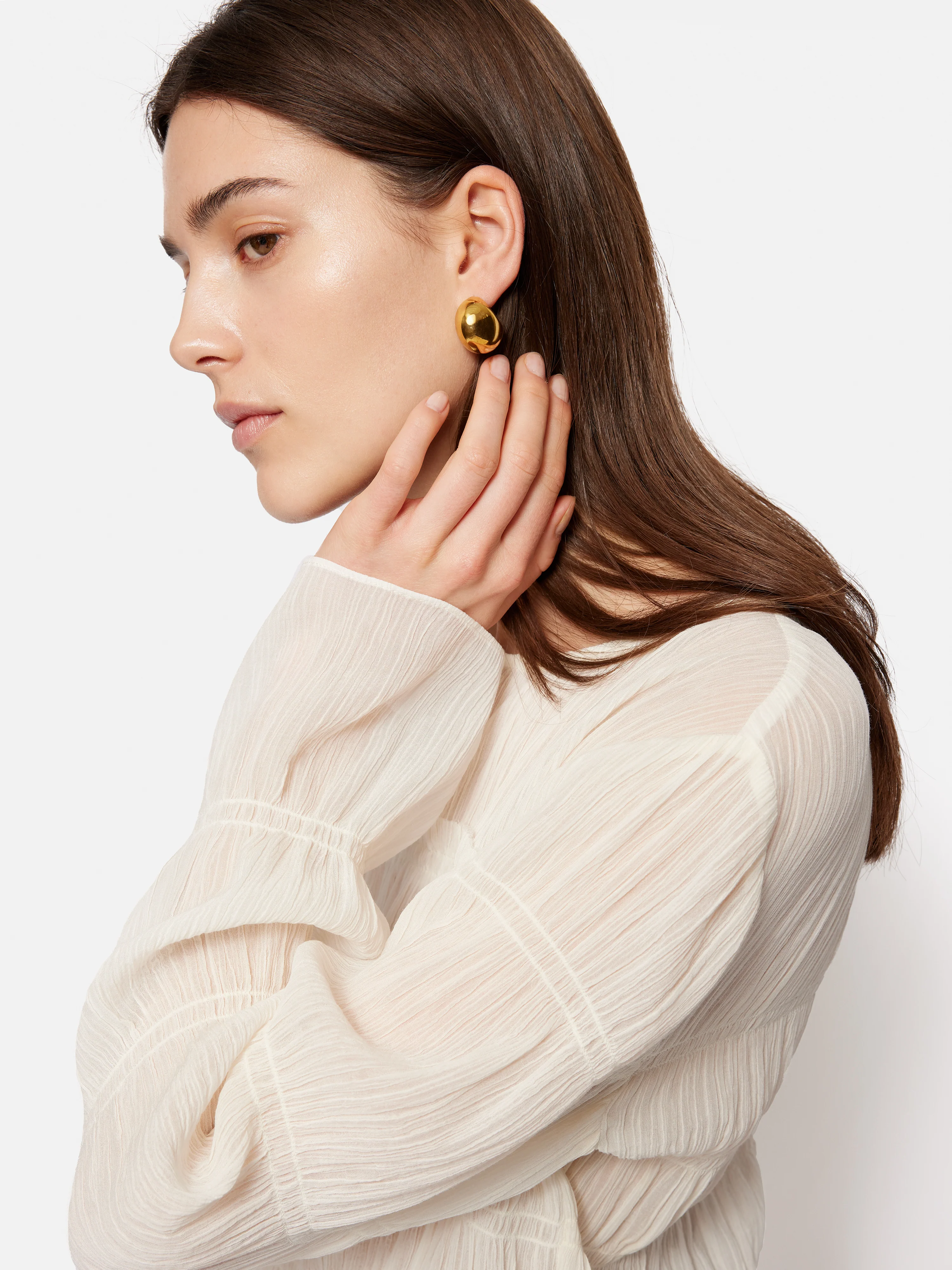 Gauze Viscose Ruched Top | Ivory - Image 2