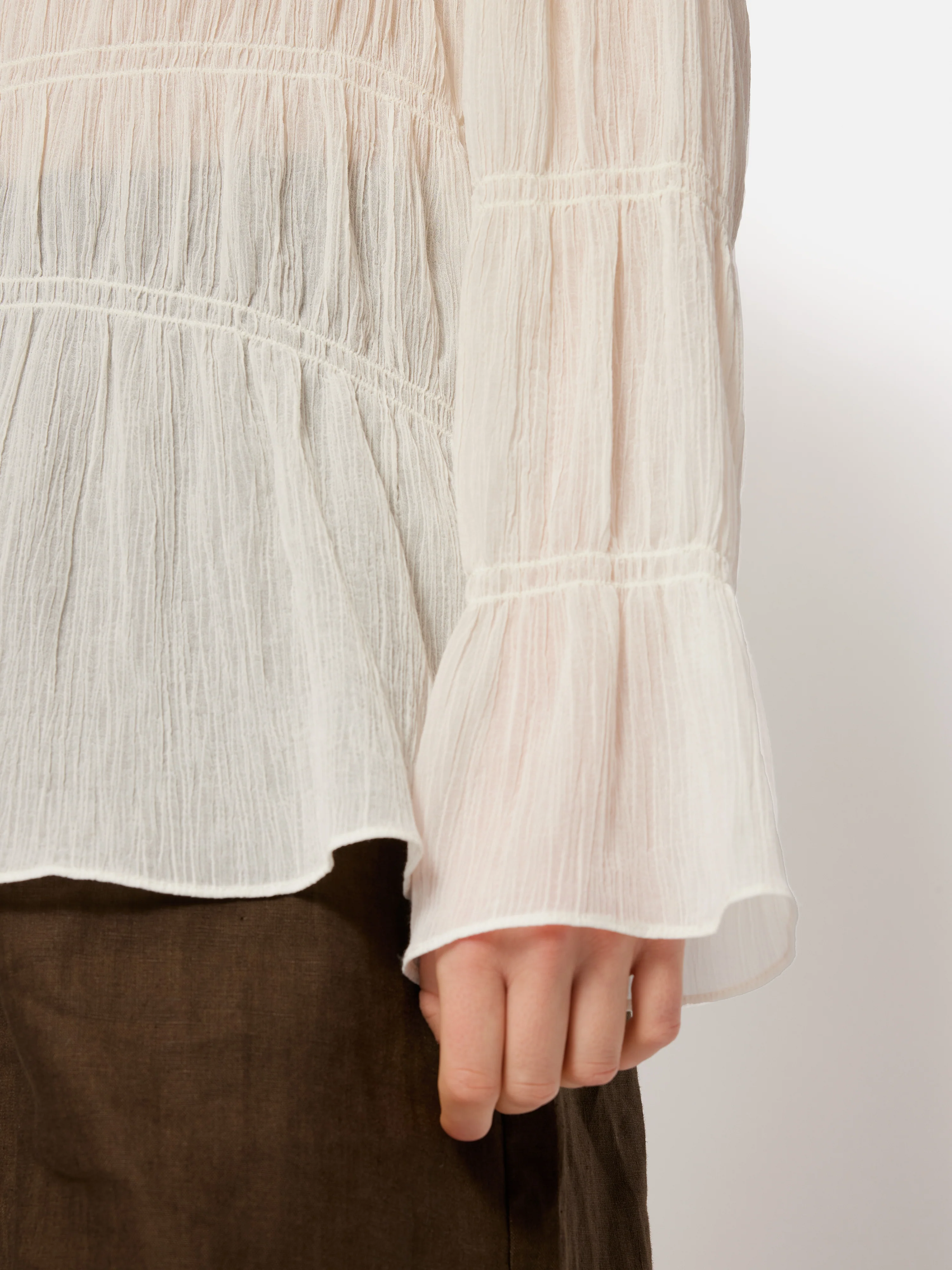 Gauze Viscose Ruched Top | Ivory - Image 4
