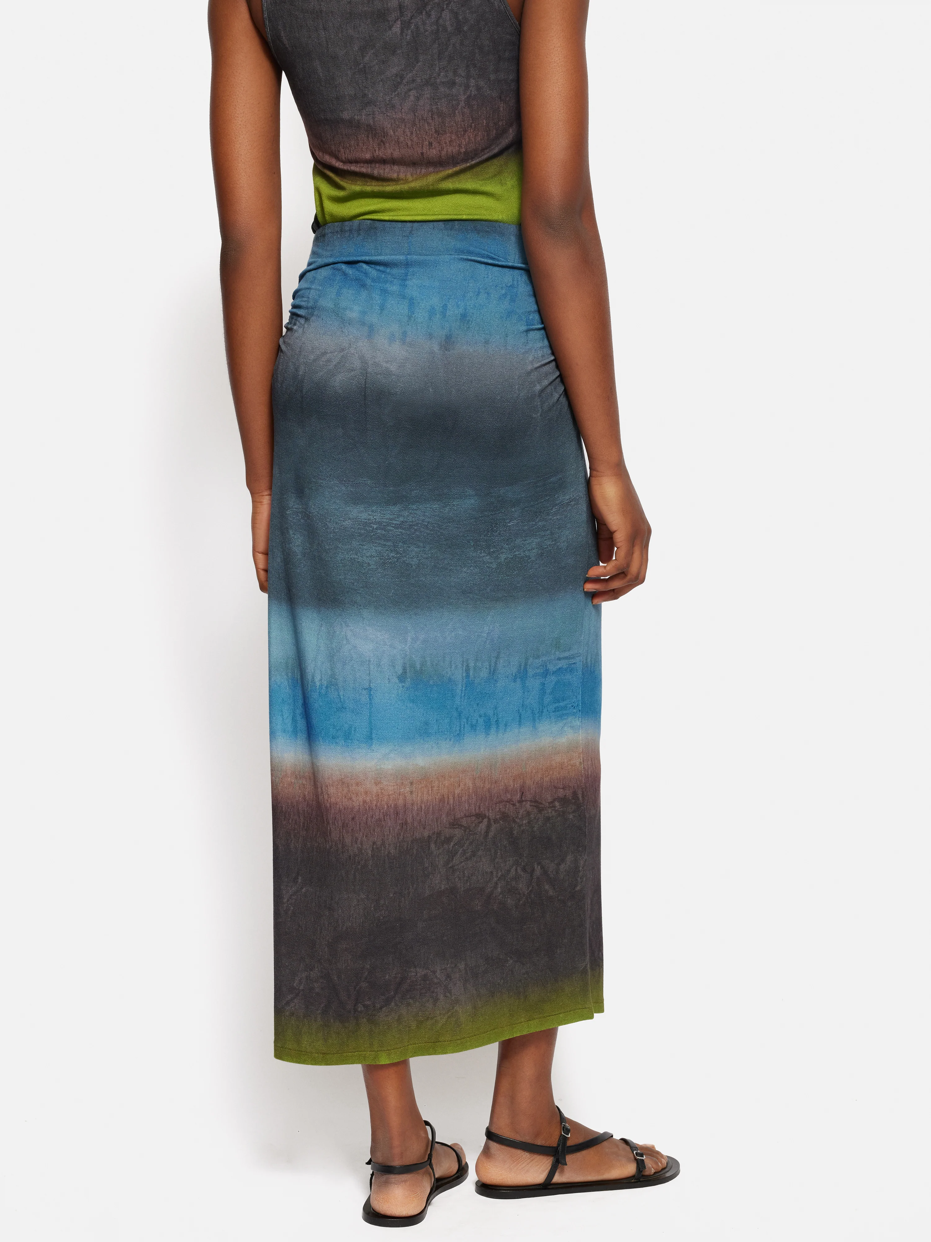 Glazed Abstract Jersey Skirt | Brown - Image 5