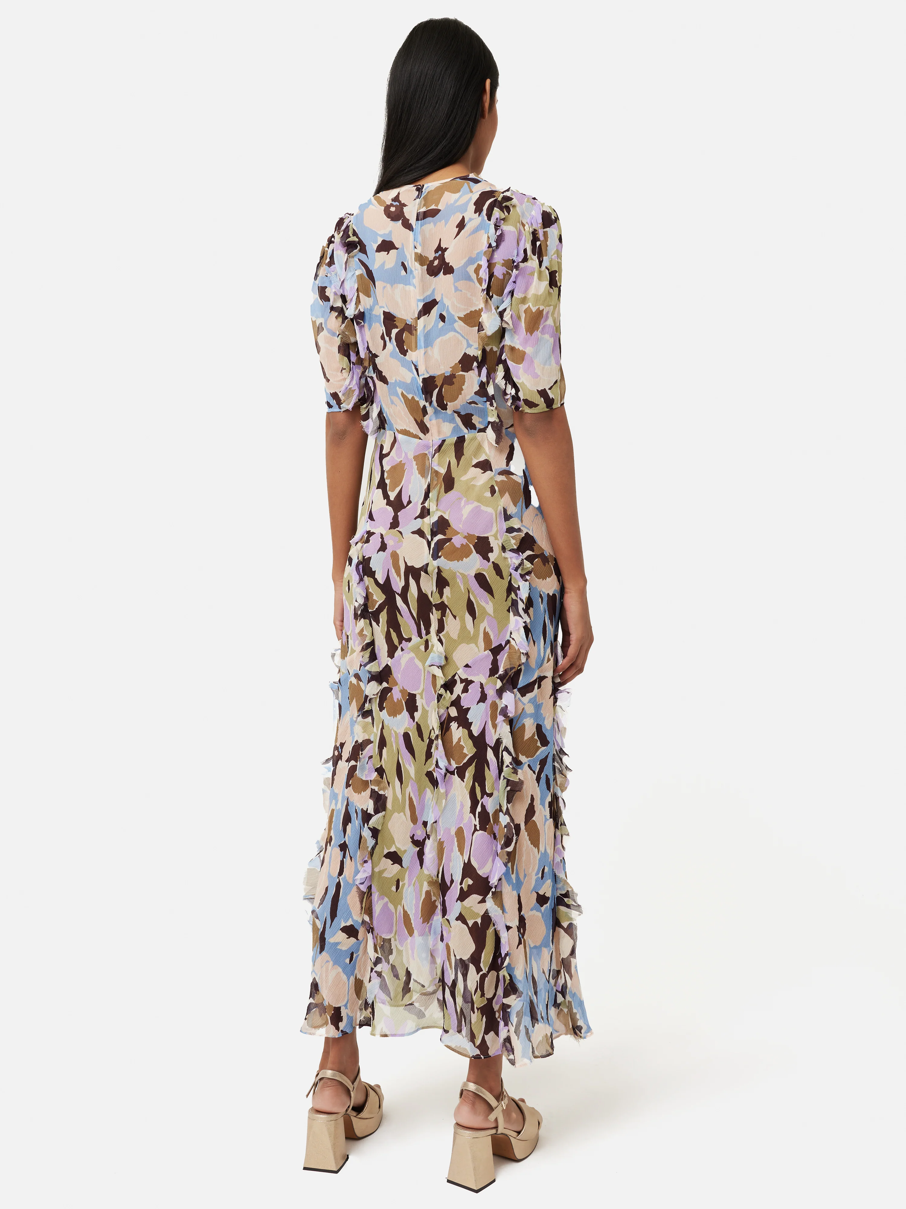 Graphic Pansy Crinkle Dress | Lilac - Image 5