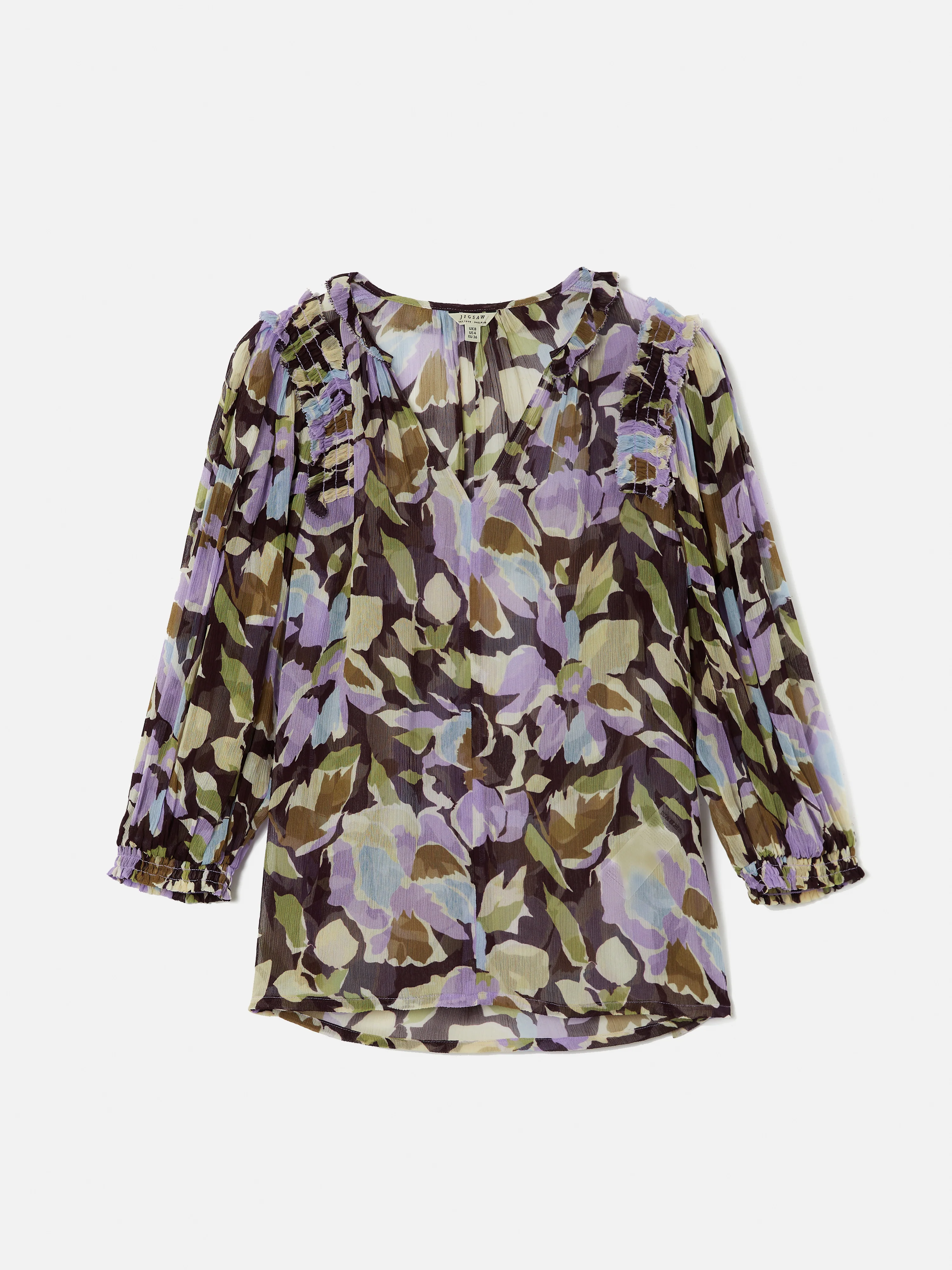 Graphic Pansy Crinkle Top | Lilac - Image 8