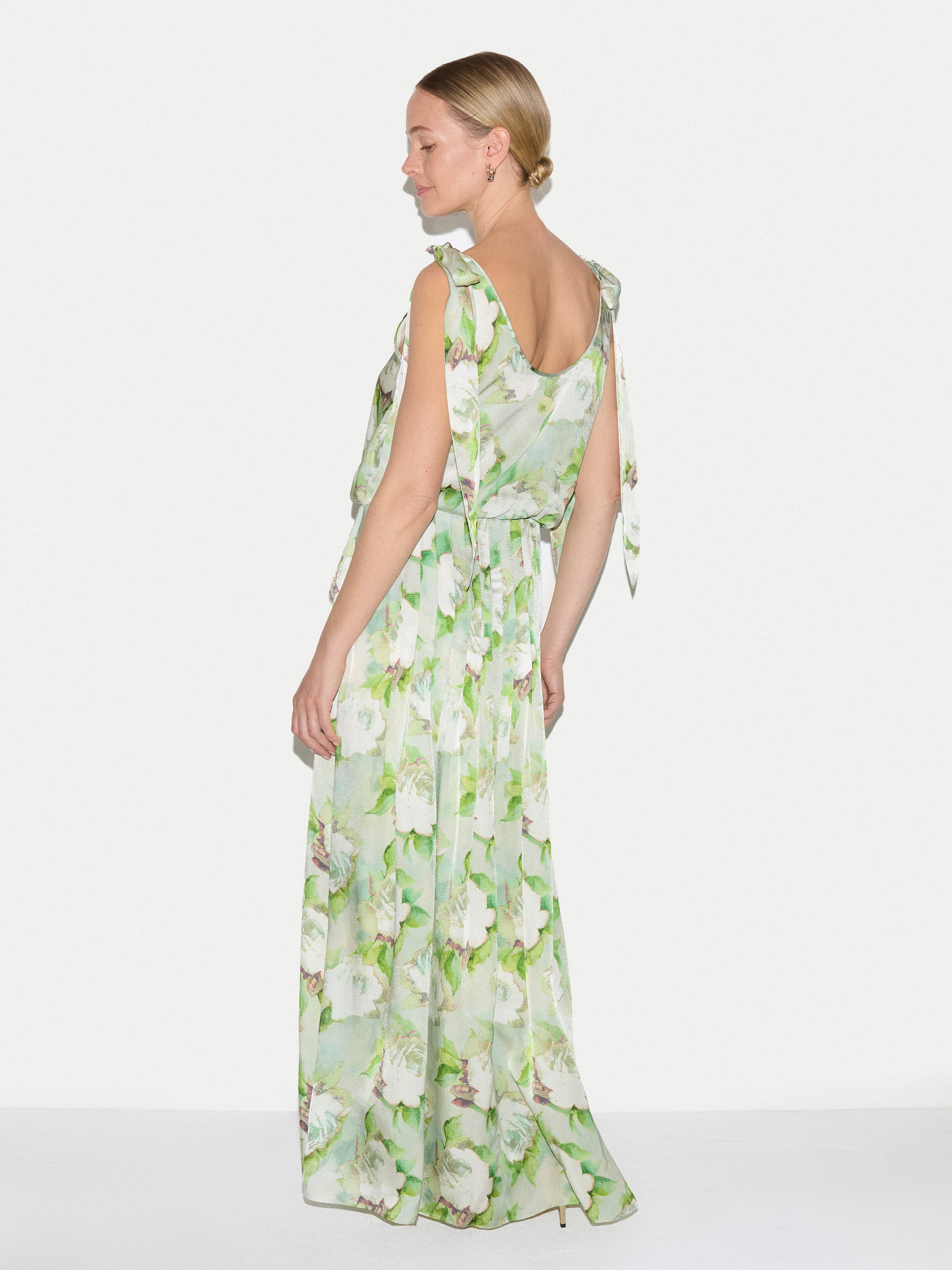 Sketch Rose Tie Maxi Dress | Green - Image 6