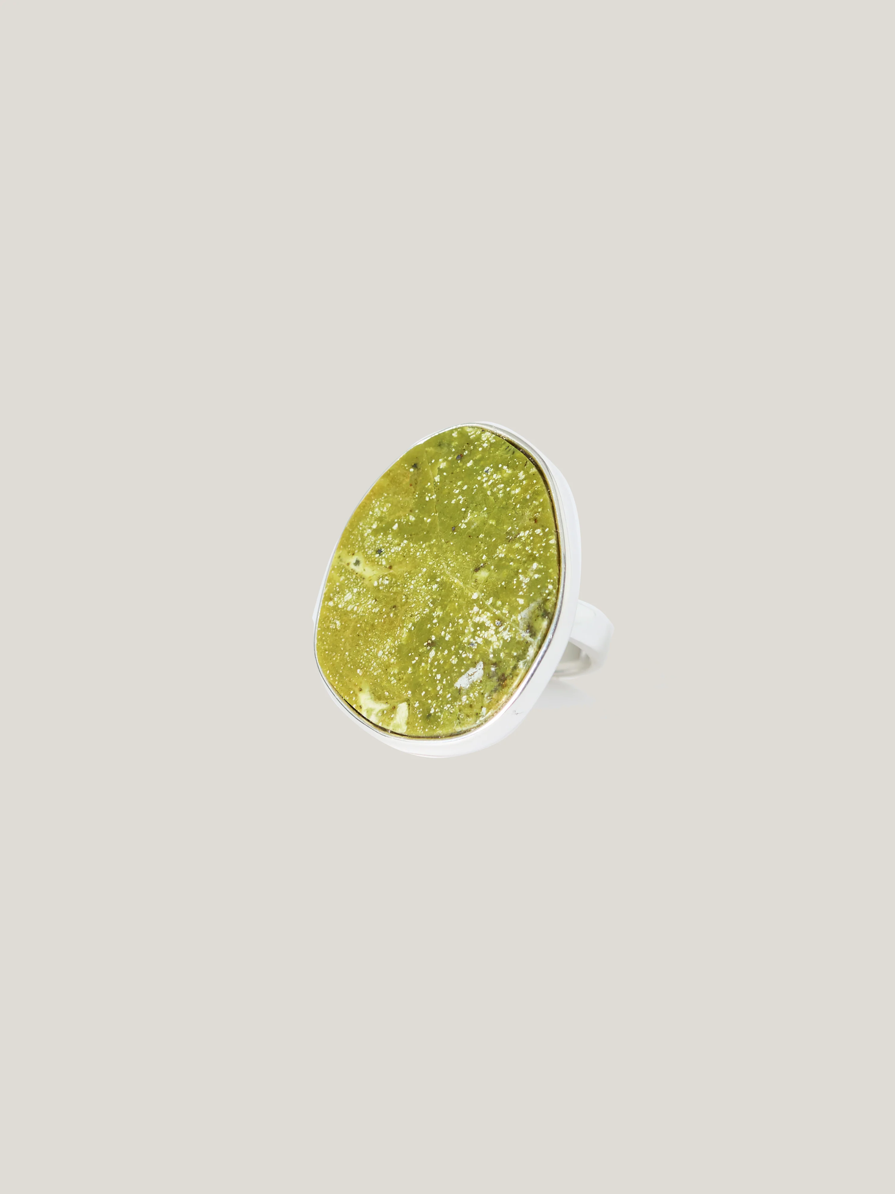 Green Jasper Disc Ring | Green - Image 2