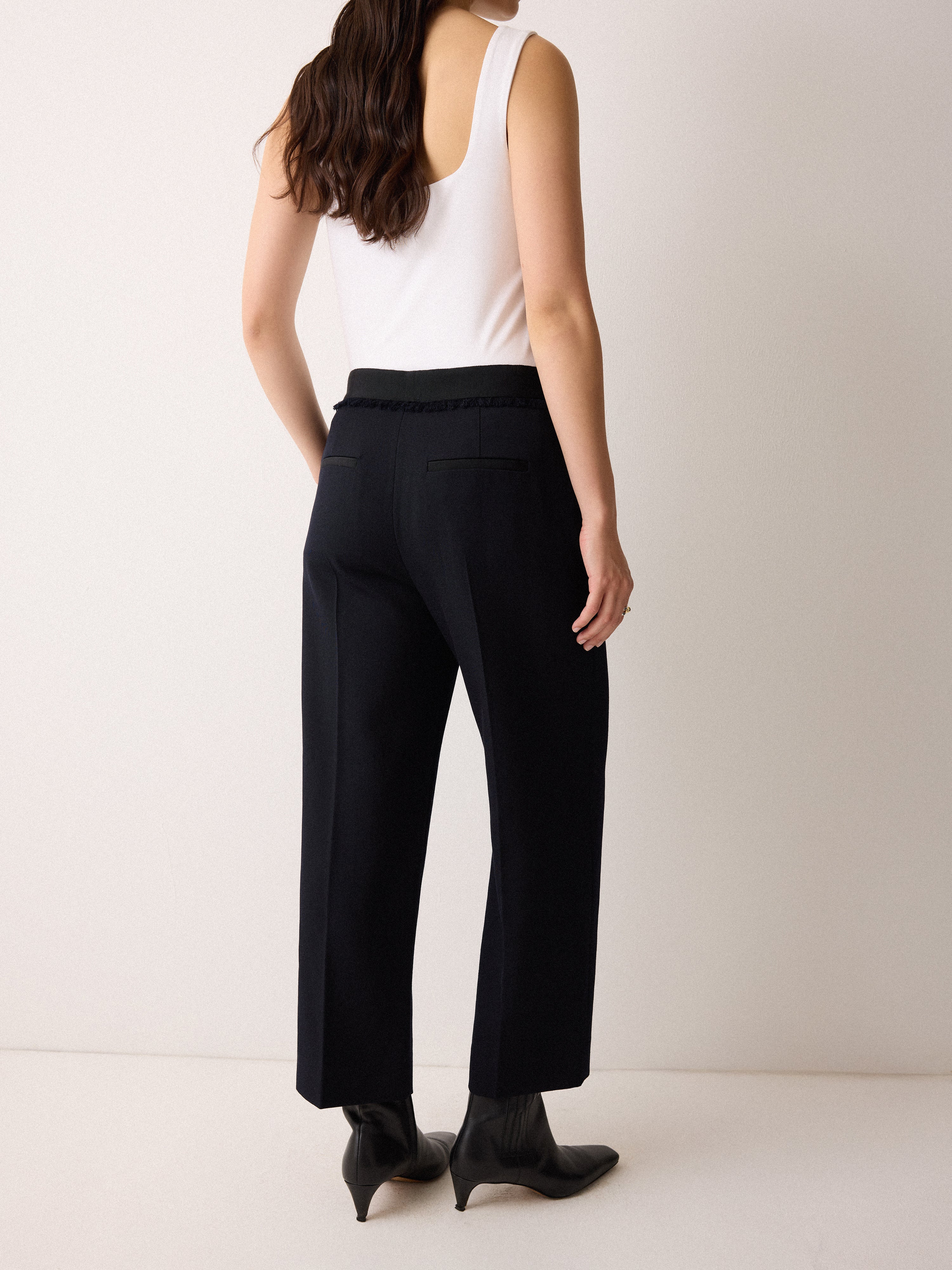 Grosgrain Trim Cropped Trouser | Dark Navy - Image 5