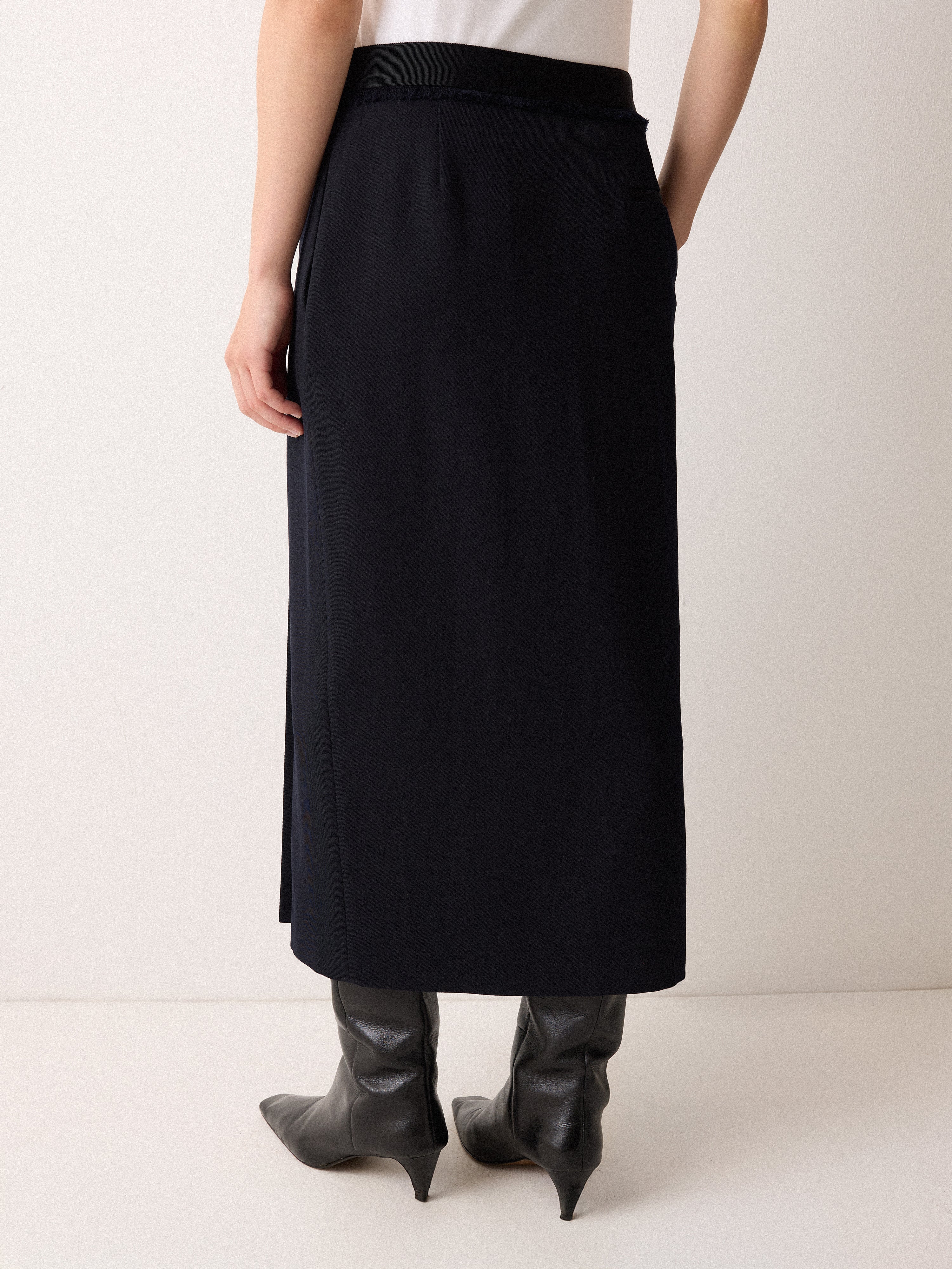 Grosgrain Trim Wrap Skirt | Dark Navy - Image 2