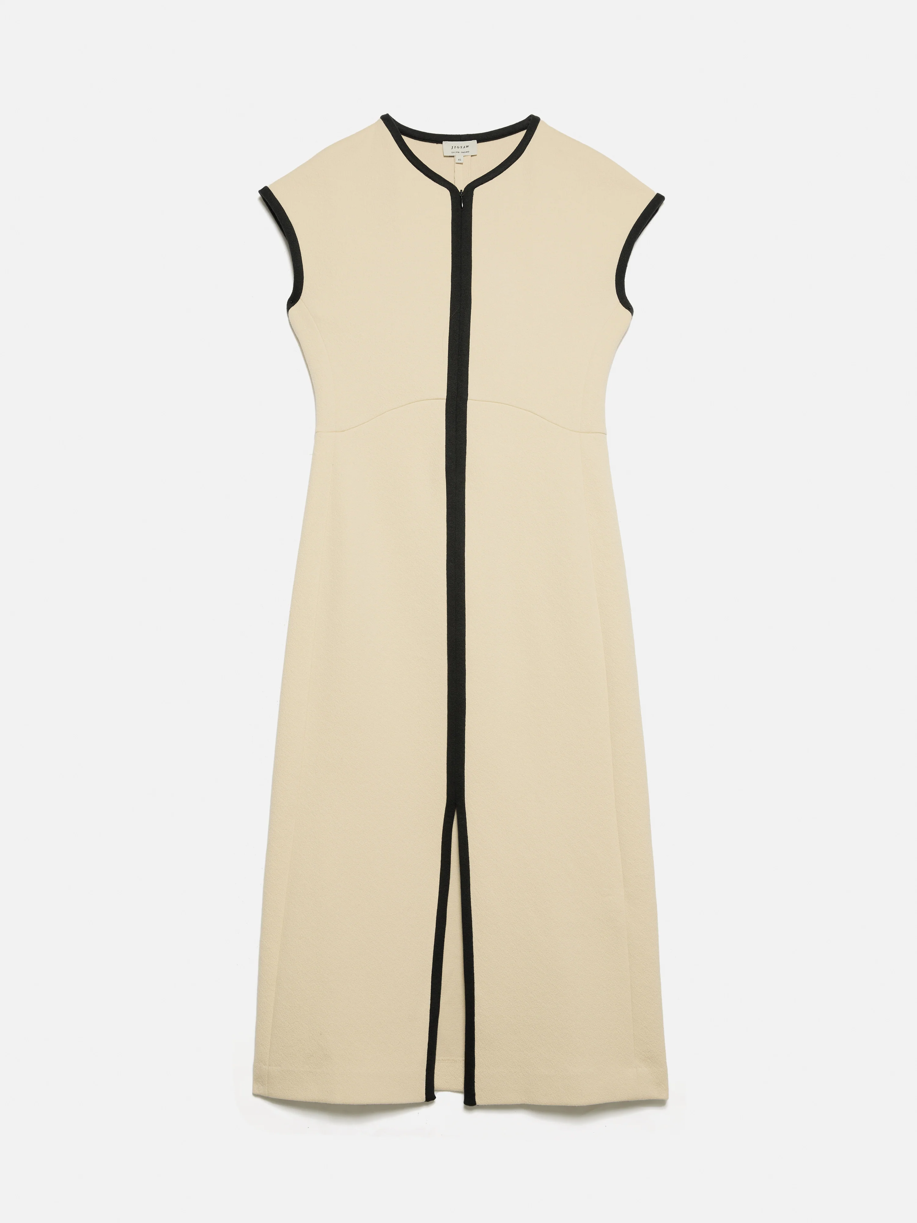 Heavy Crepe Zip Column Dress | Cream - Image 7