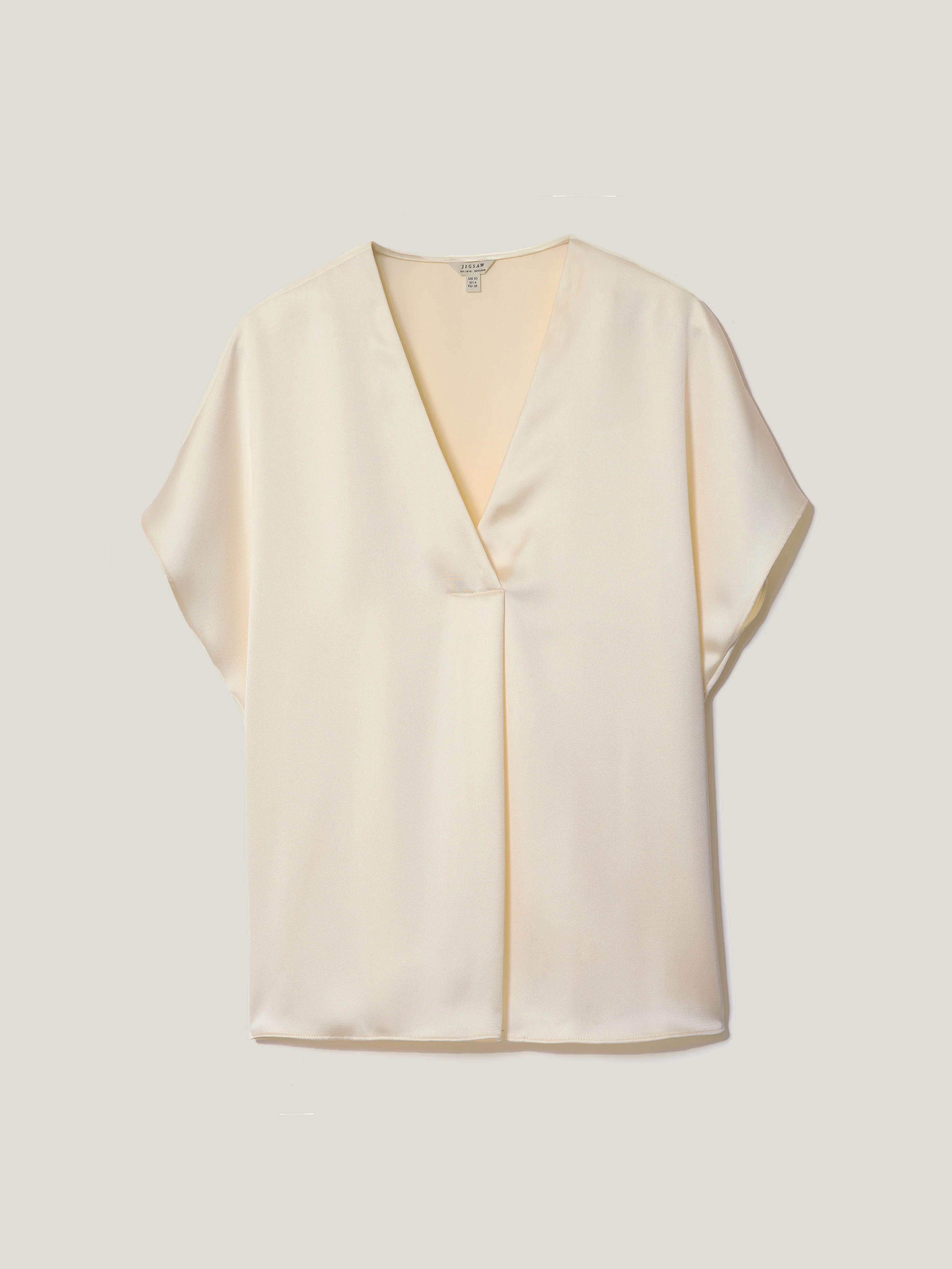 Heavy Satin Pleat Front Top | Cream - Image 6