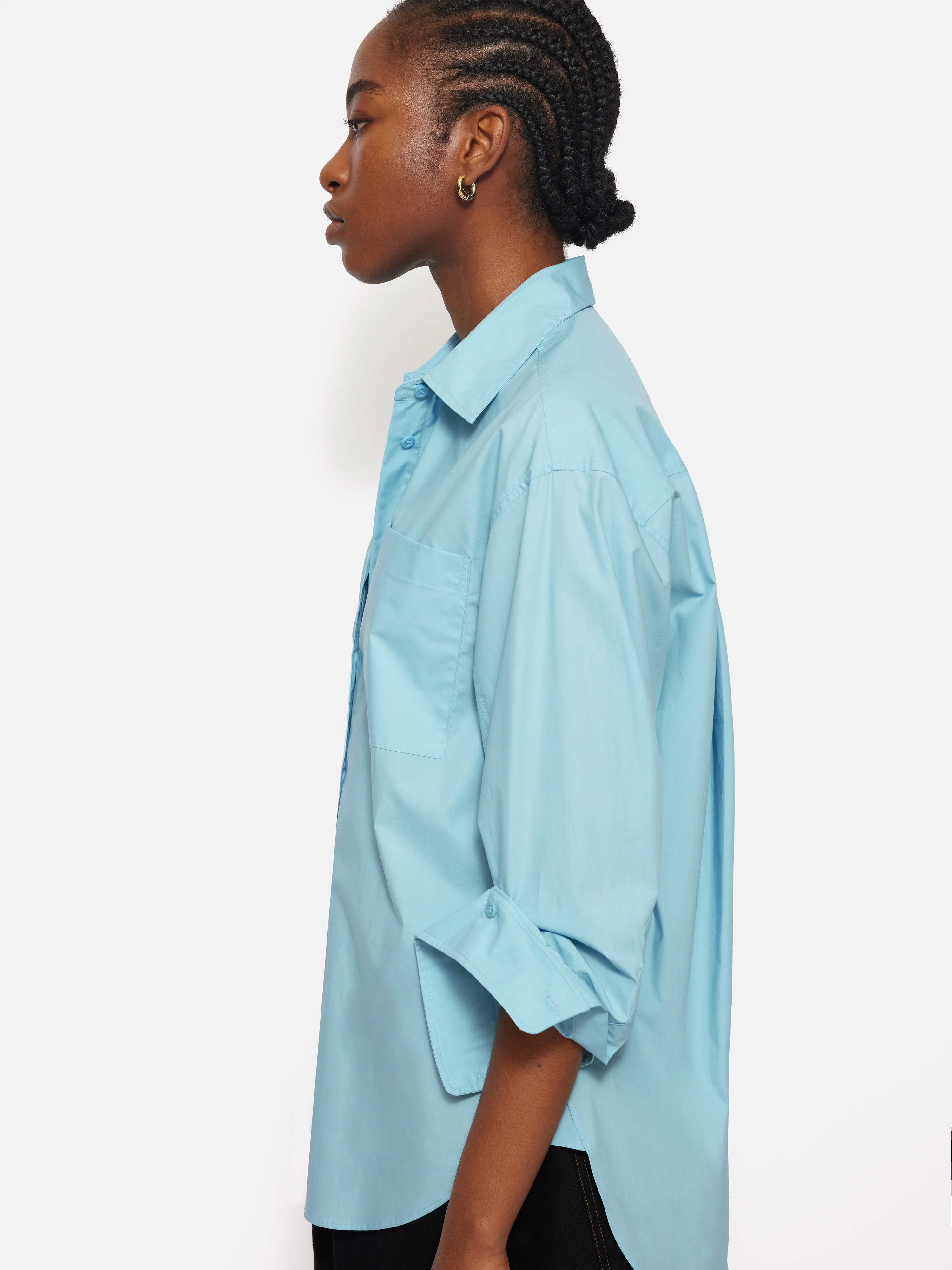 Heritage Cotton Relaxed Shirt | Blue - Image 3