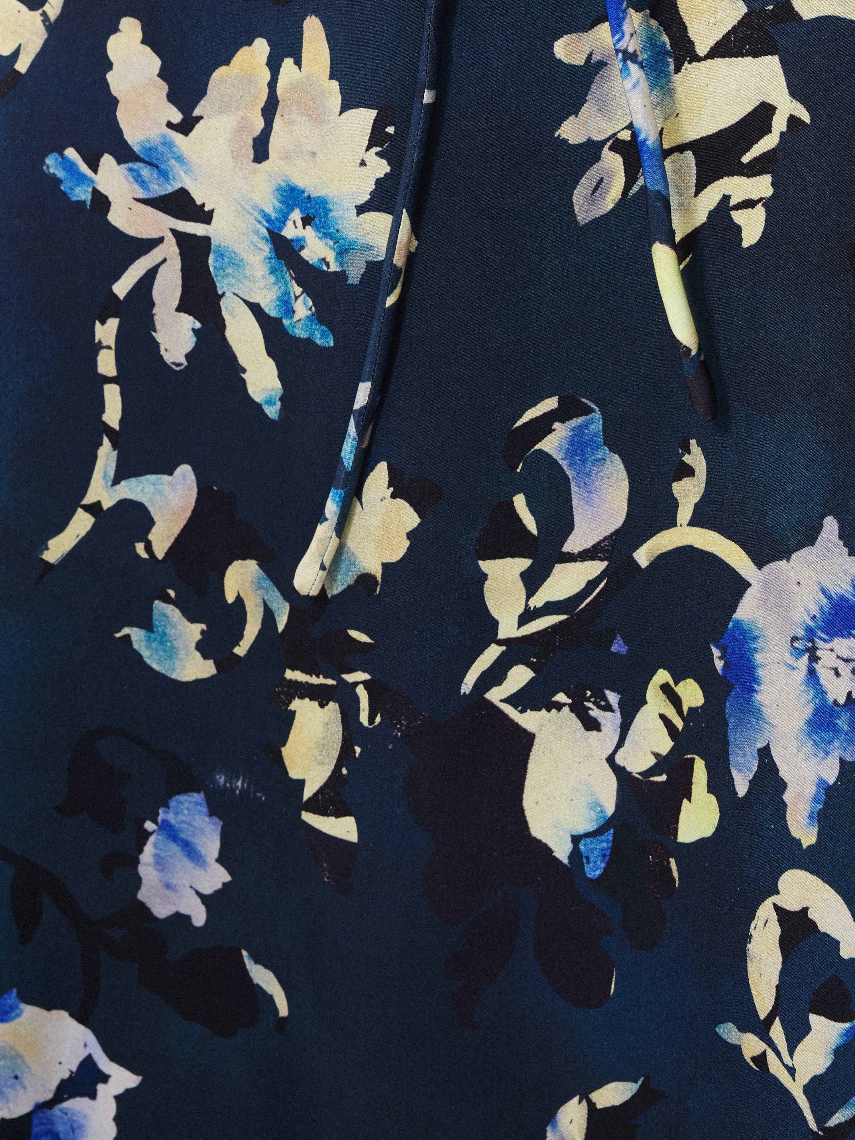 Hidden Floral Satin Dress | Navy - Image 6