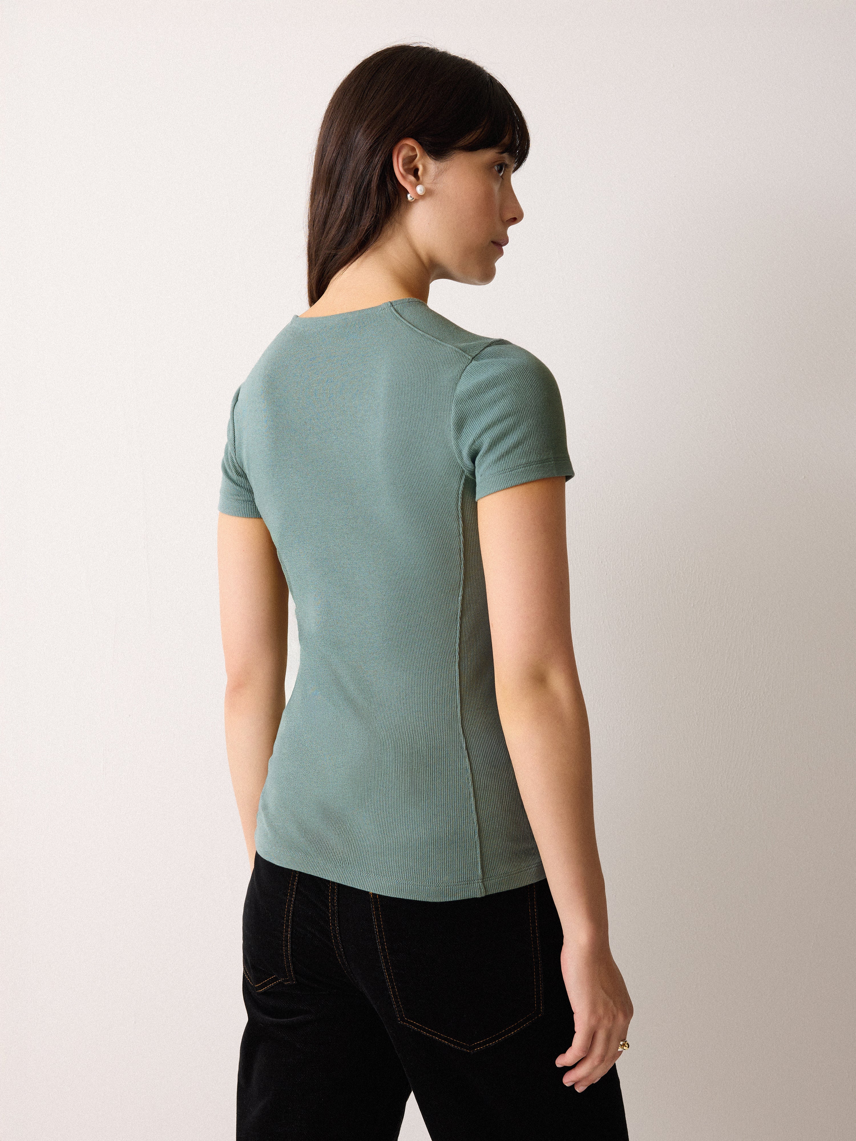 High Neck Seam Detail Top | Blue - Image 4
