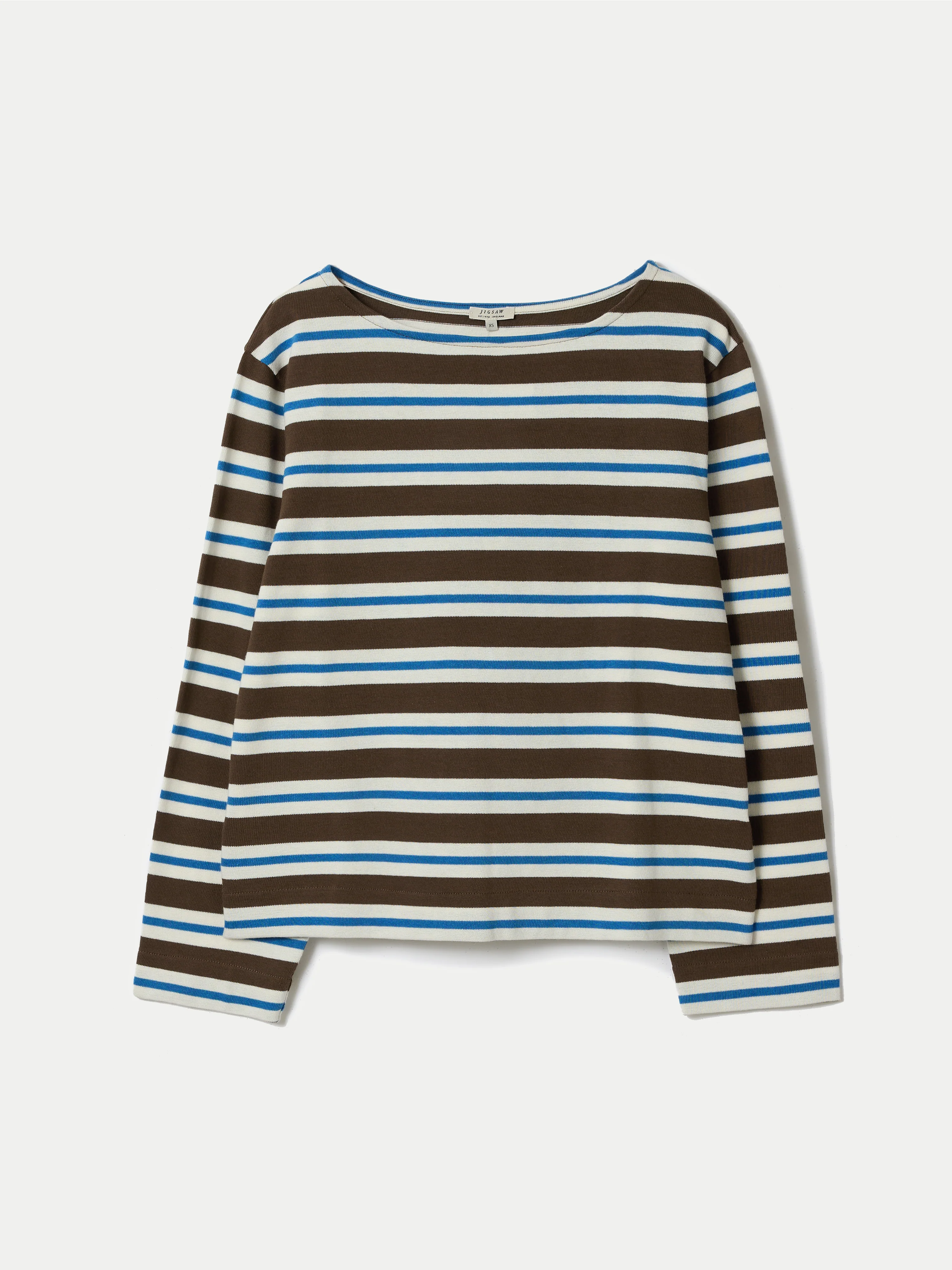 High Neck Stripe Long Sleeve Top | Brown - Image 5