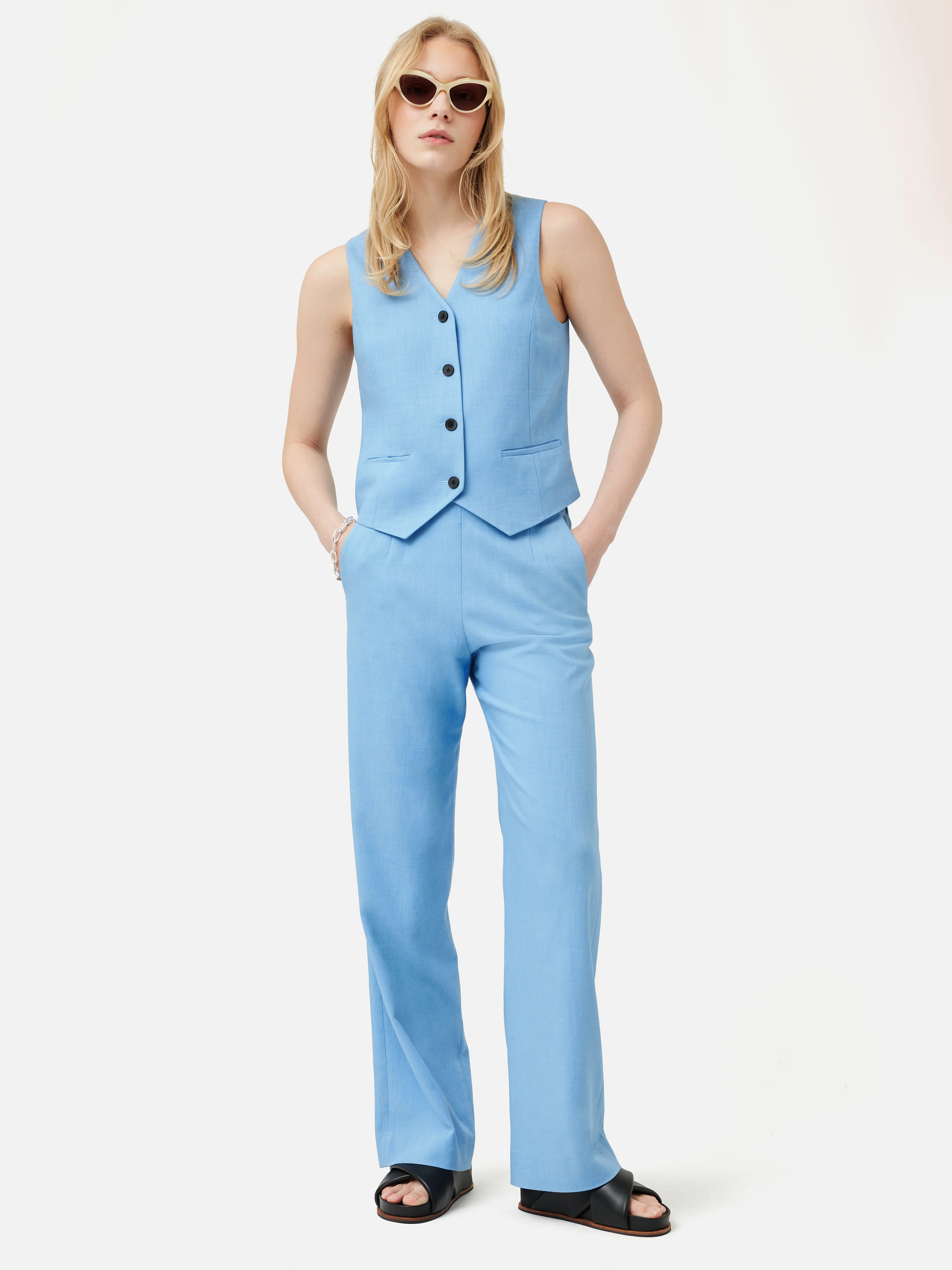 Hopsack Tailored Waistcoat | Blue - Image 3
