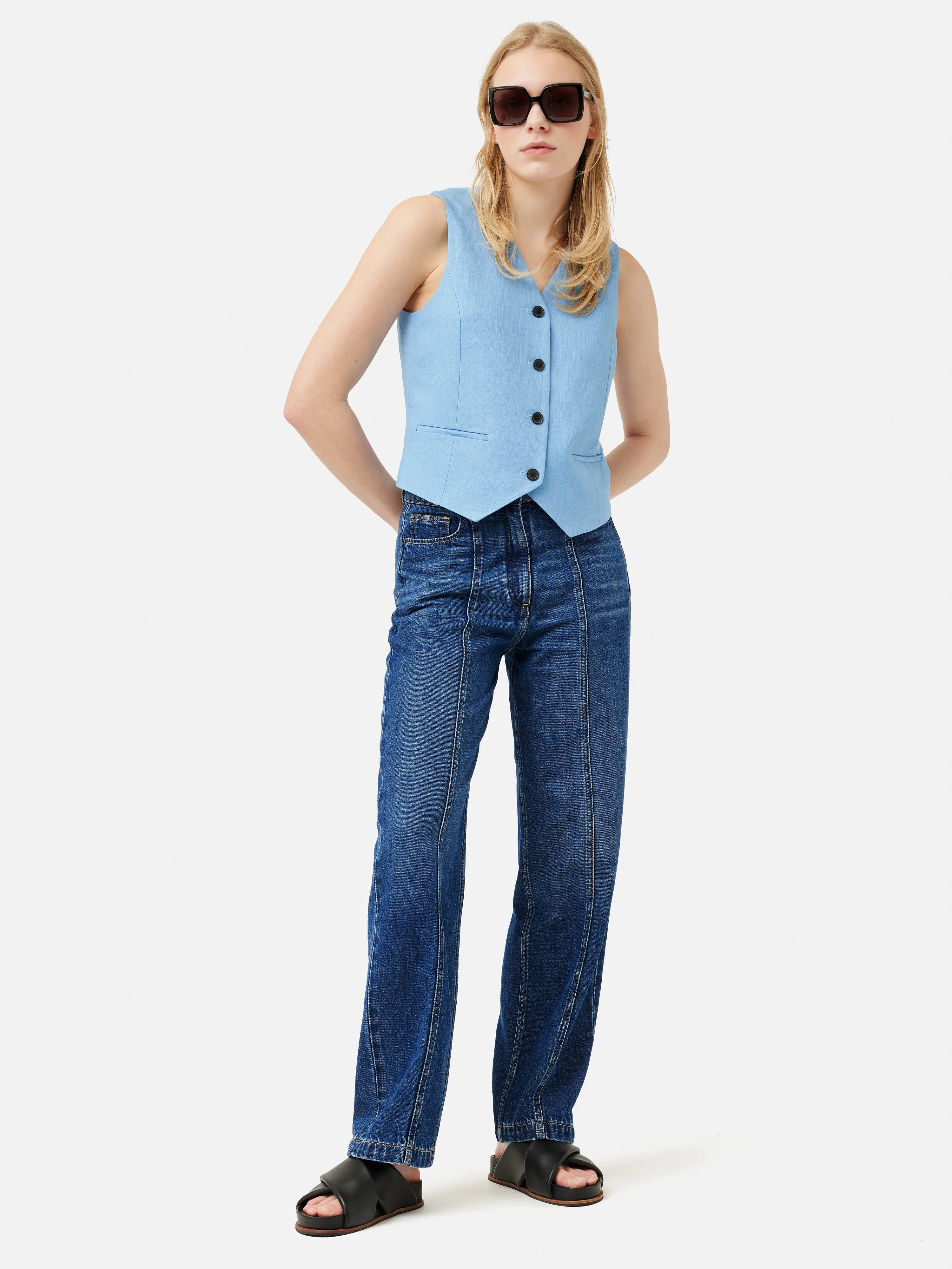 Hopsack Tailored Waistcoat | Blue - Image 4