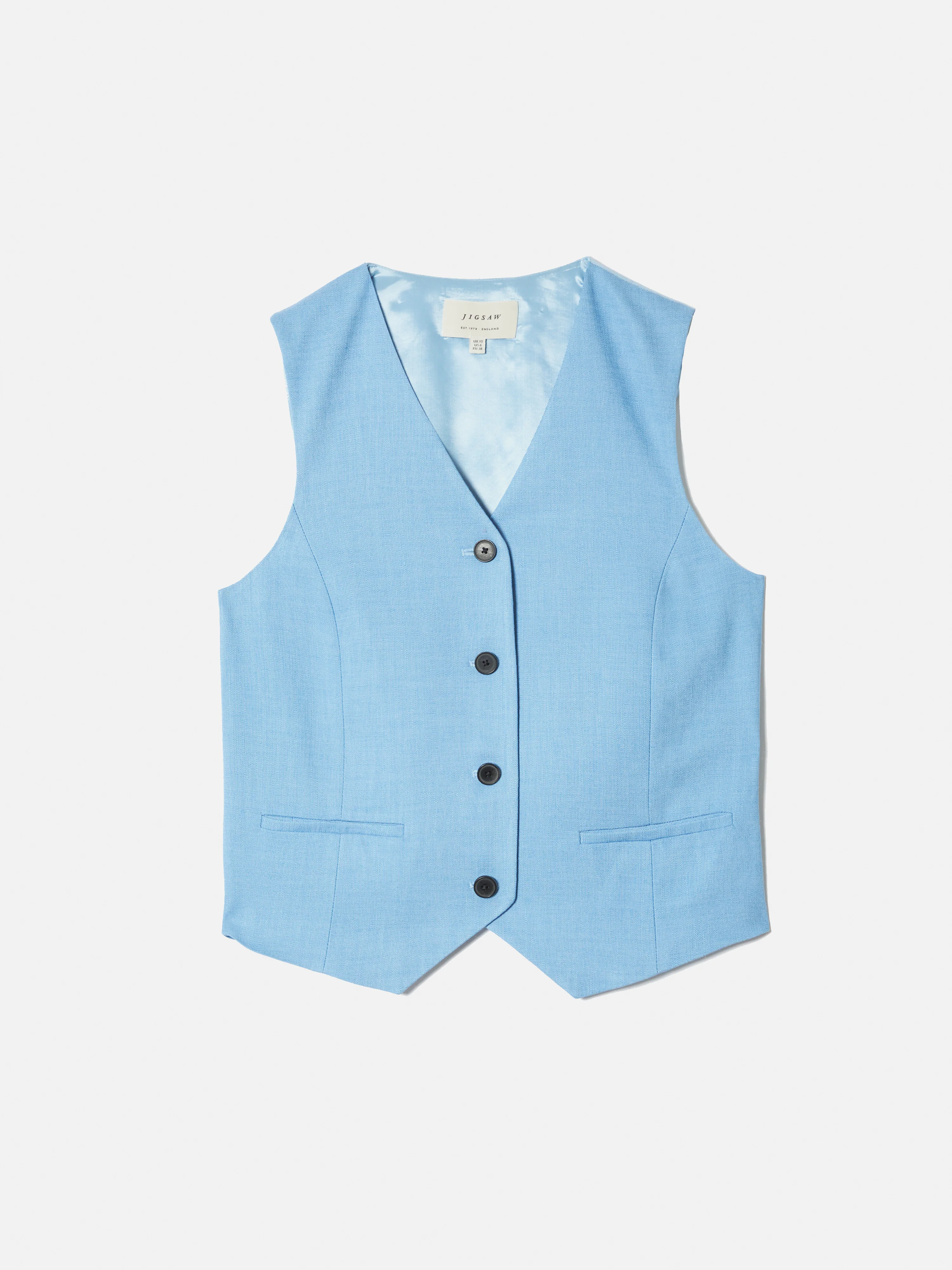 Hopsack Tailored Waistcoat | Blue - Image 7