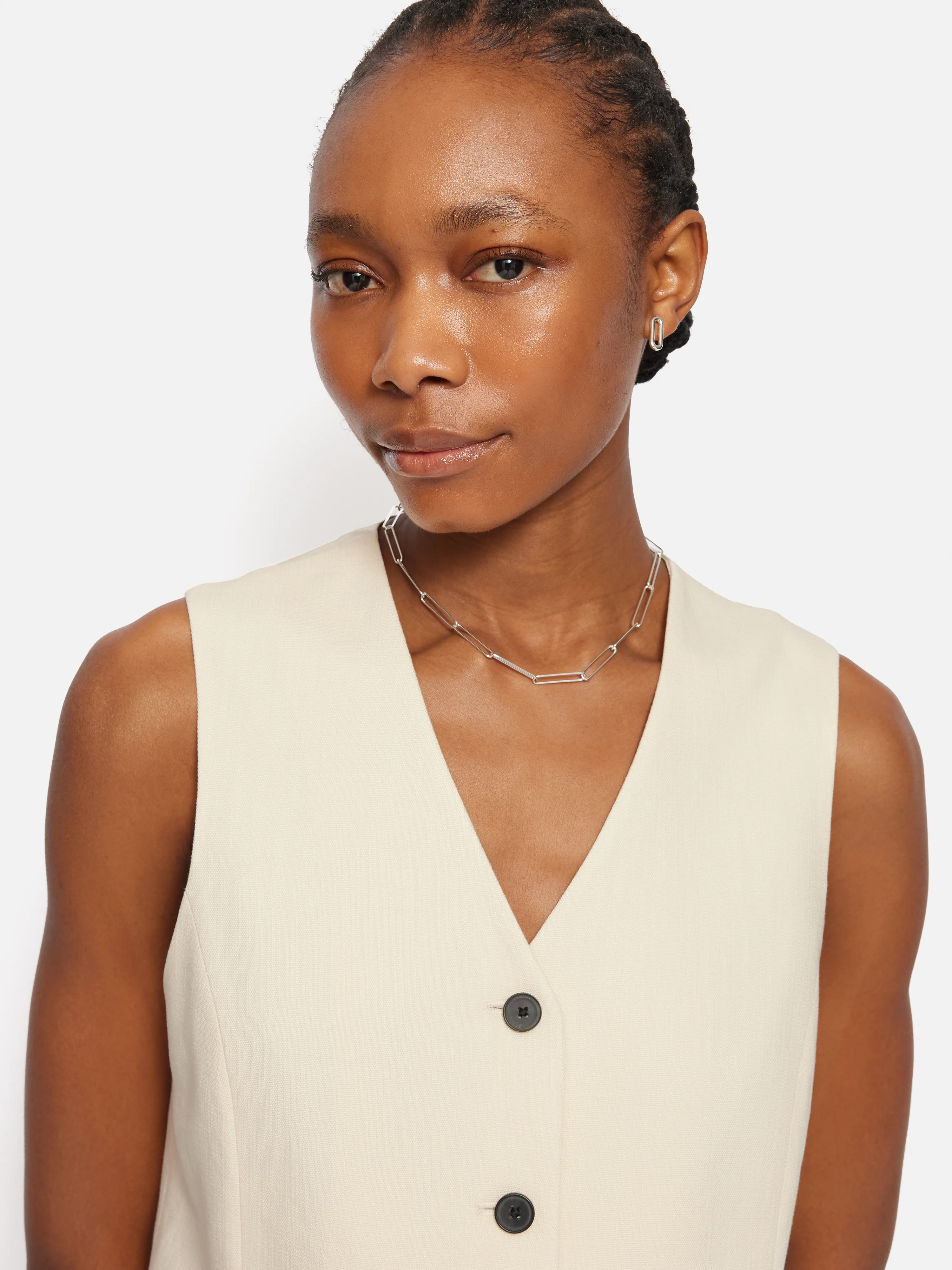Hopsack Tailored Waistcoat | Cream - Image 2