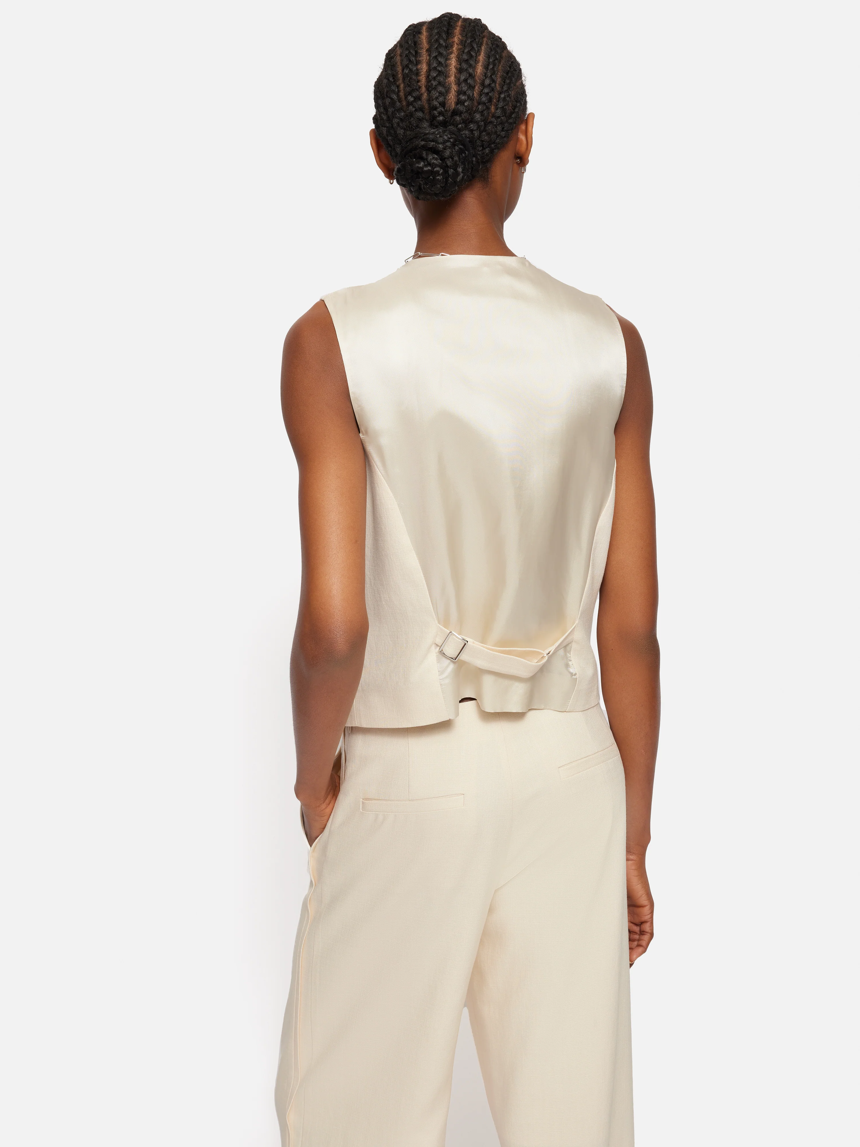 Hopsack Tailored Waistcoat | Cream - Image 5