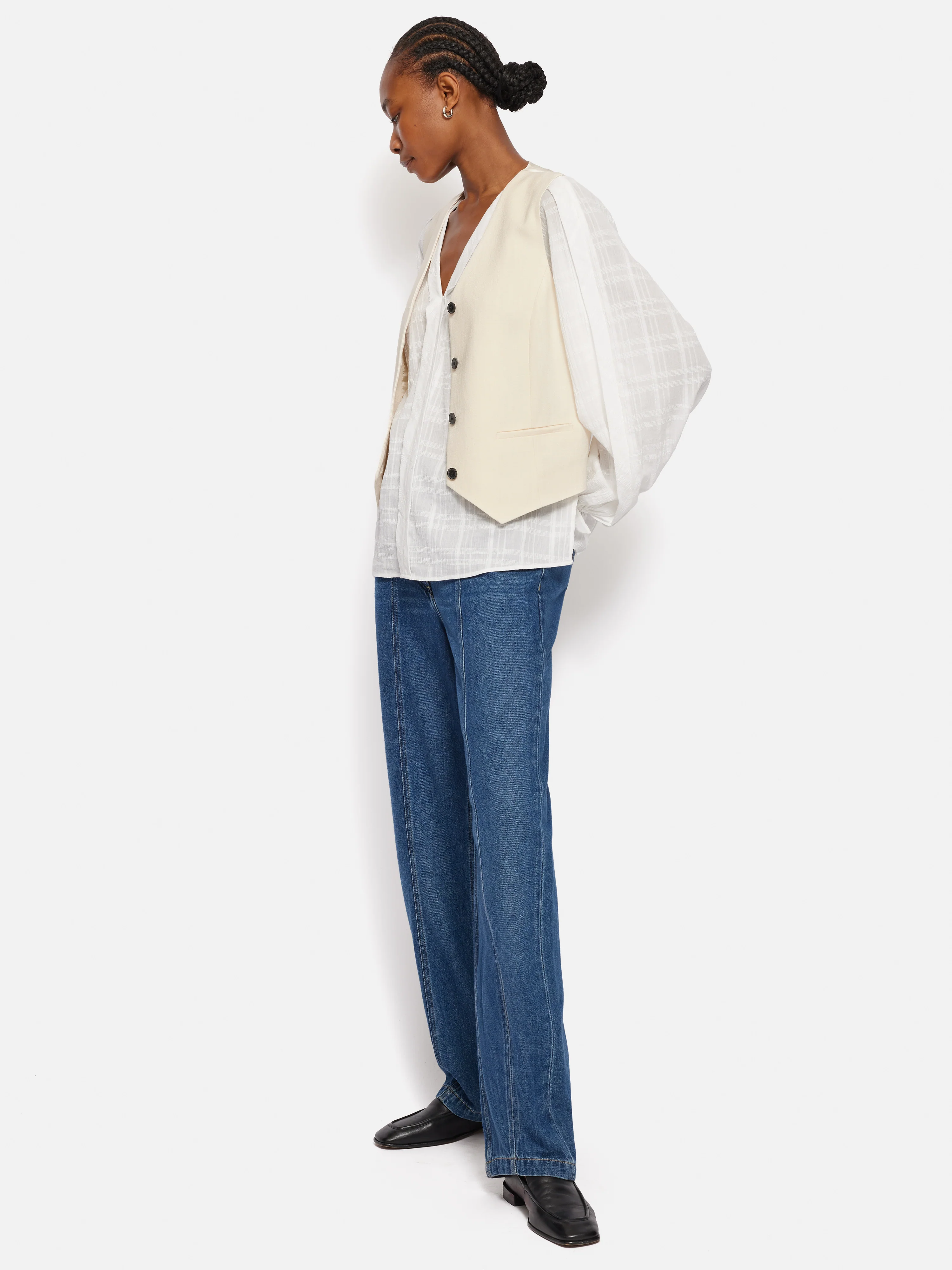 Hopsack Tailored Waistcoat | Cream - Image 6