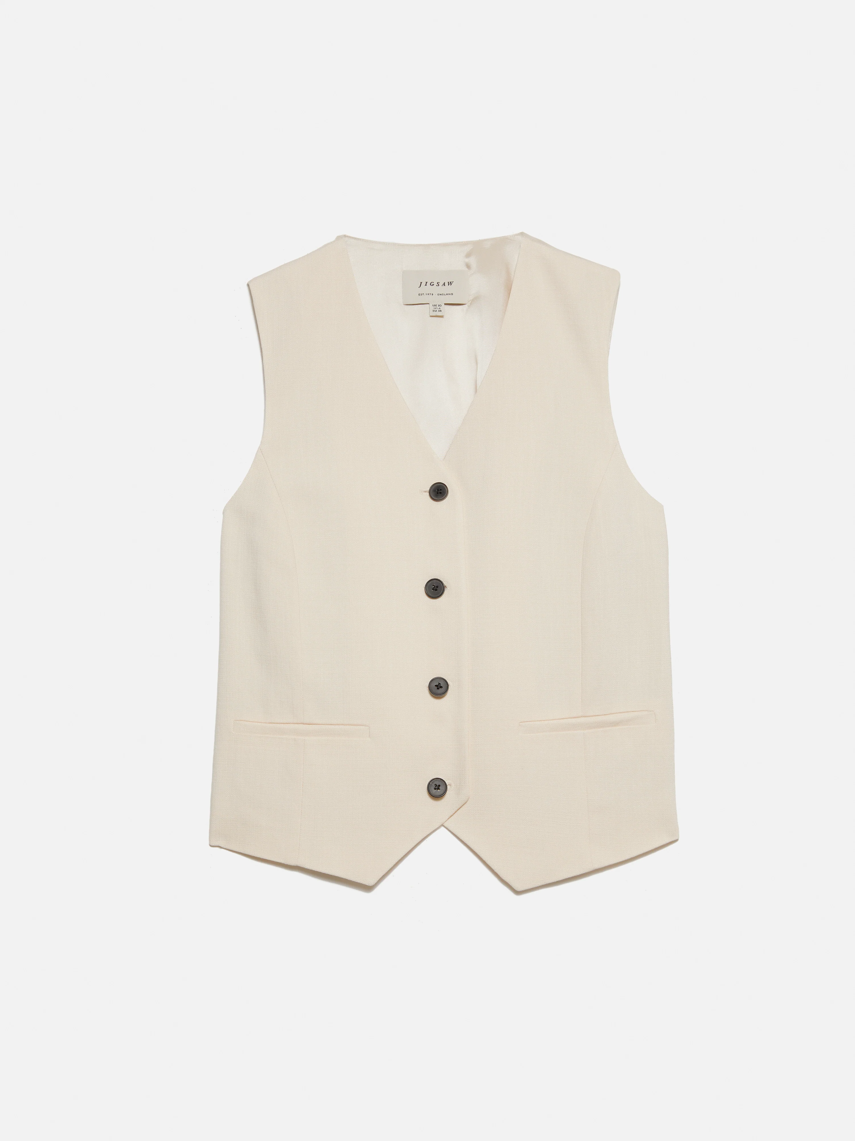 Hopsack Tailored Waistcoat | Cream - Image 8