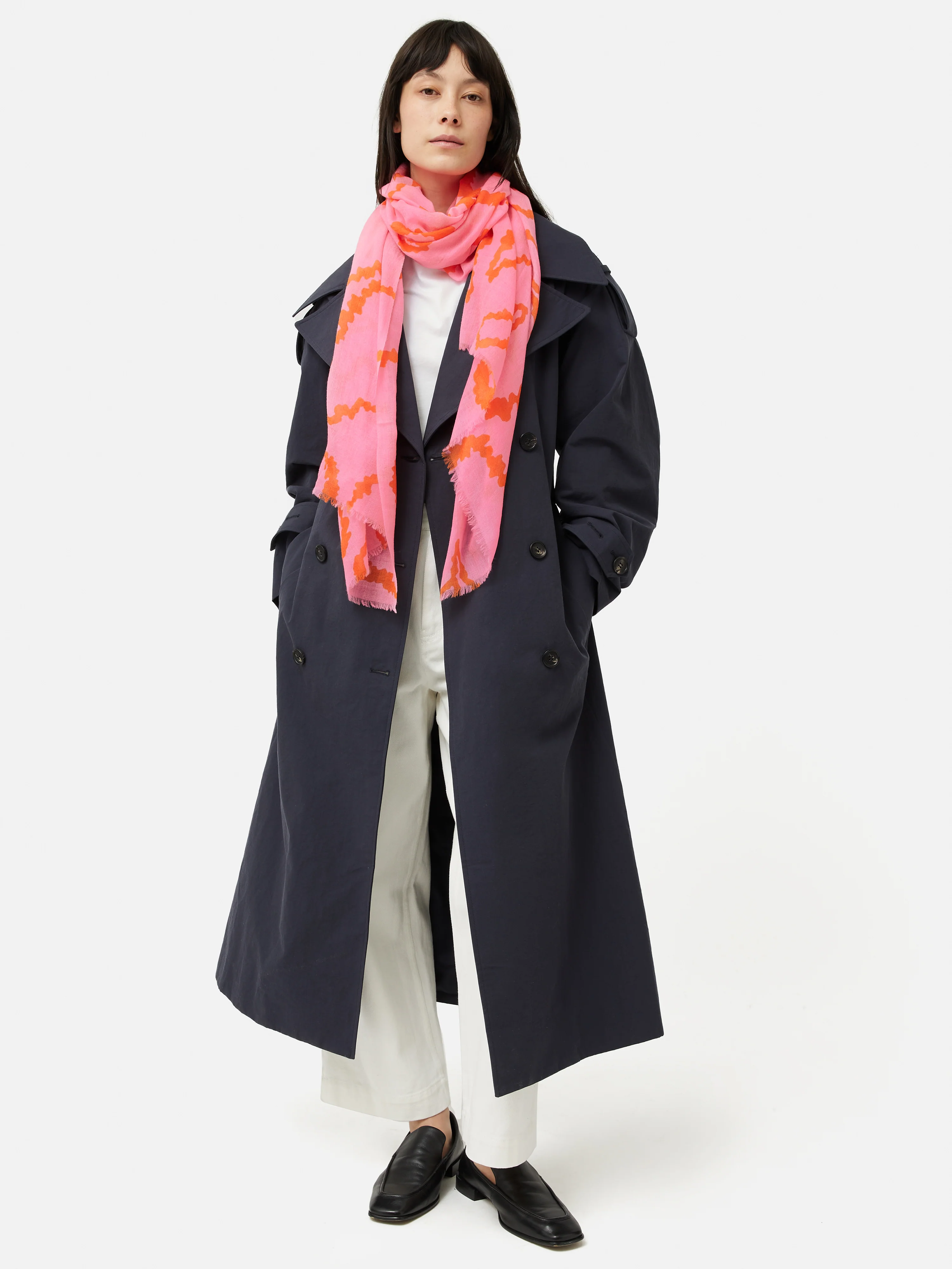 Hydra Coral Gauze Wool Silk Scarf | Pink - Image 3
