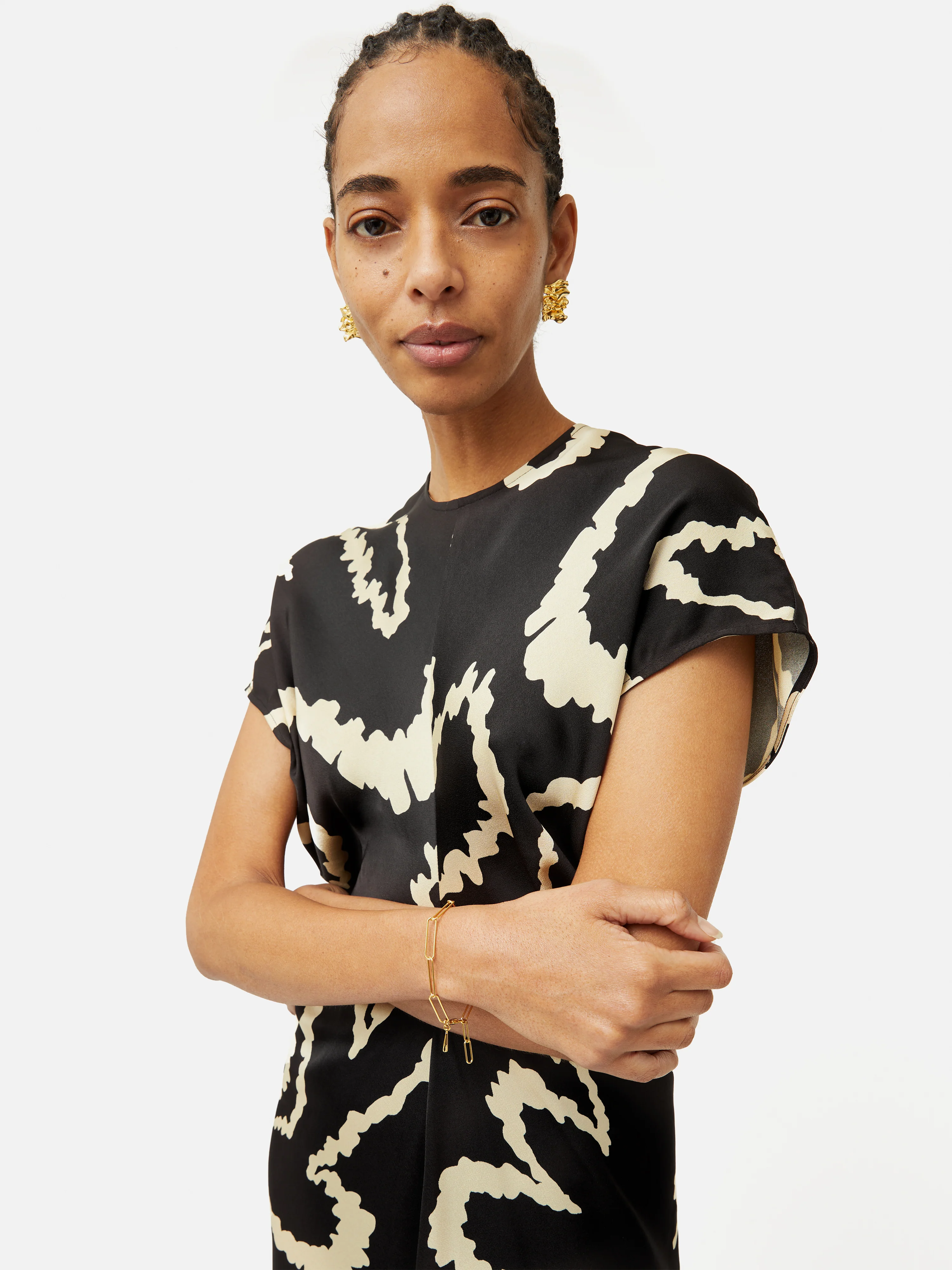Hydra Coral Satin Crepe Dress | Black - Image 2