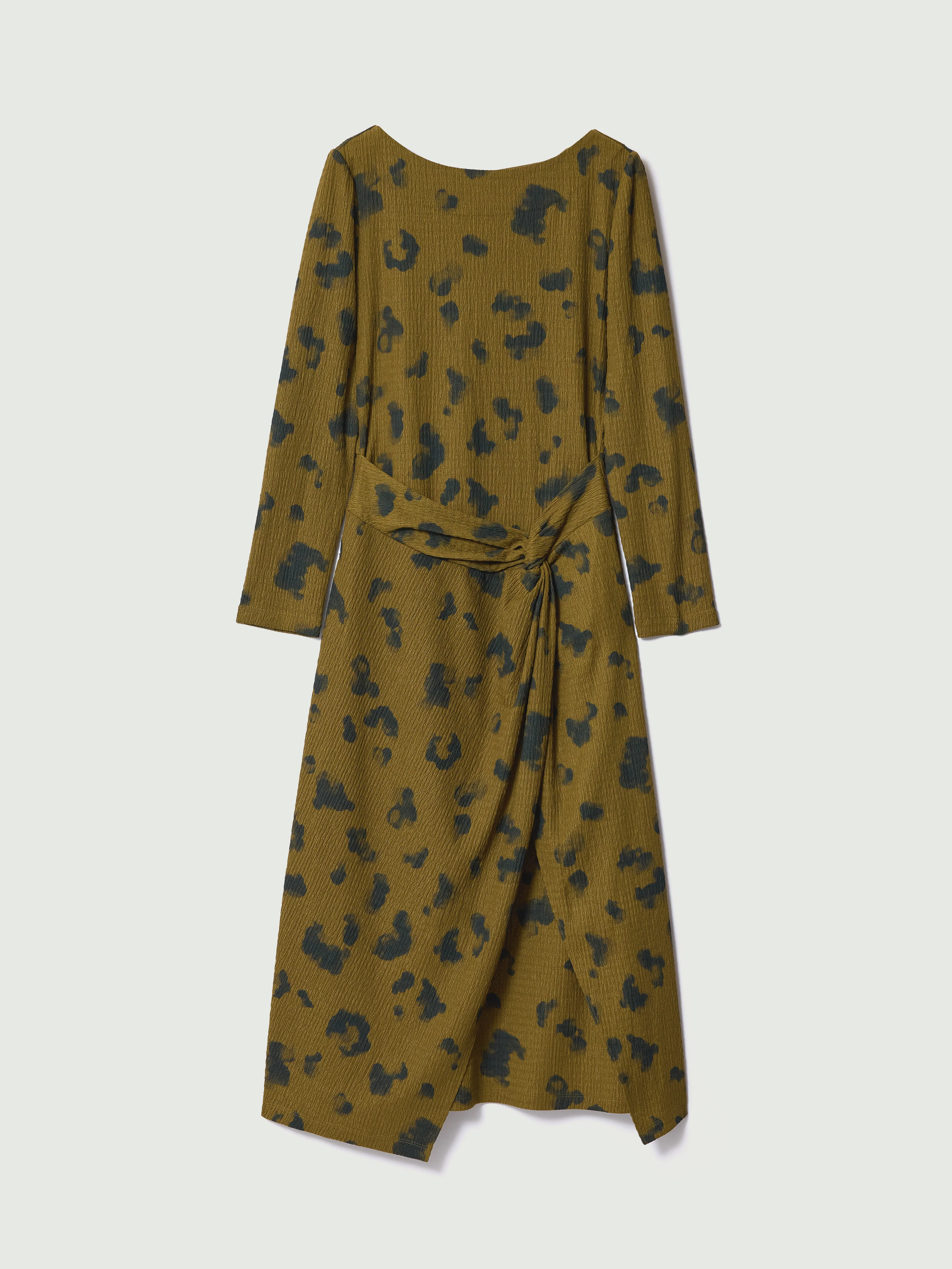 Ink Cloud Crinkle Knot Dress | Khaki - Image 5
