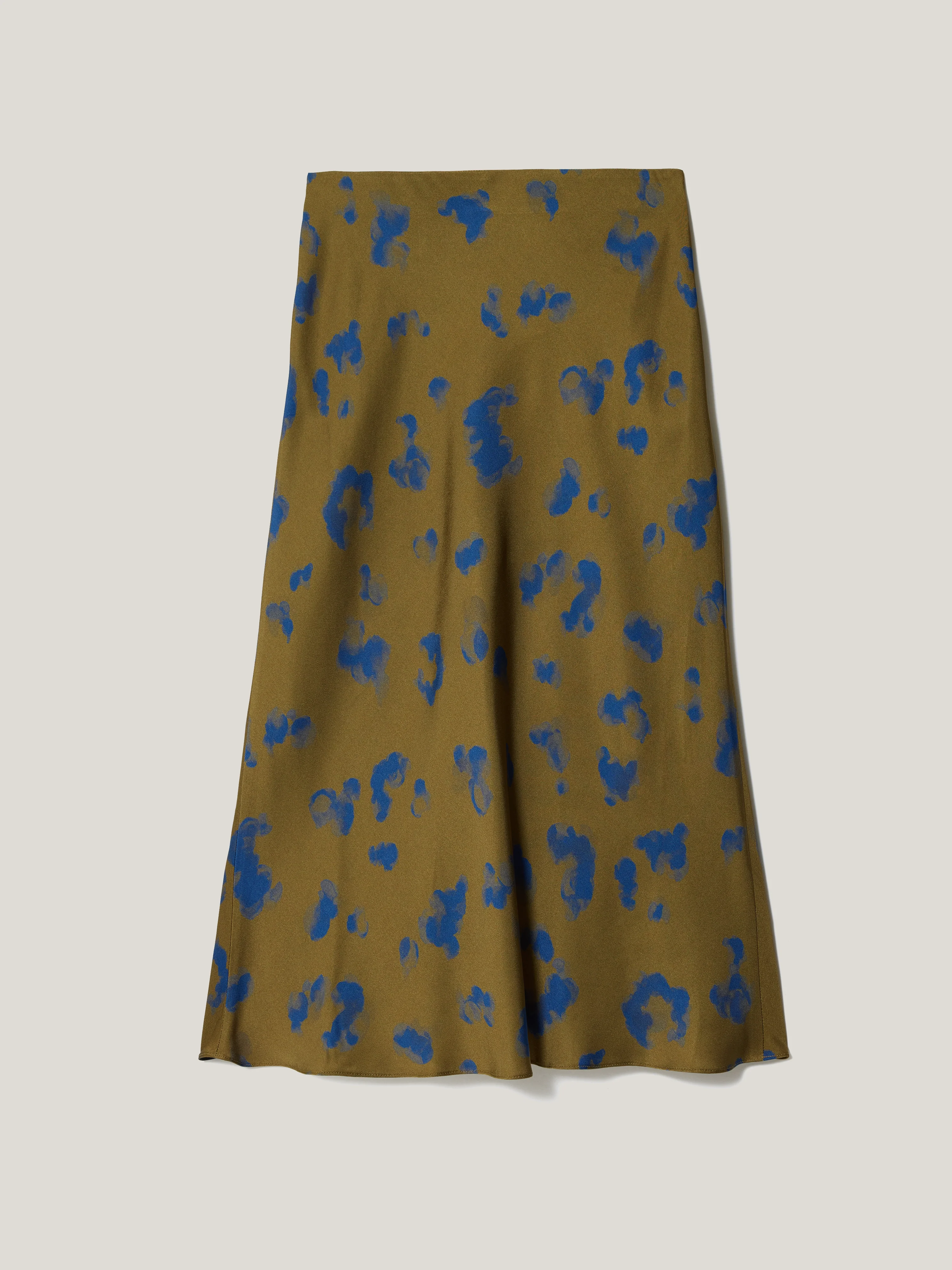 Ink Cloud Satin Bias Skirt | Khaki - Image 6