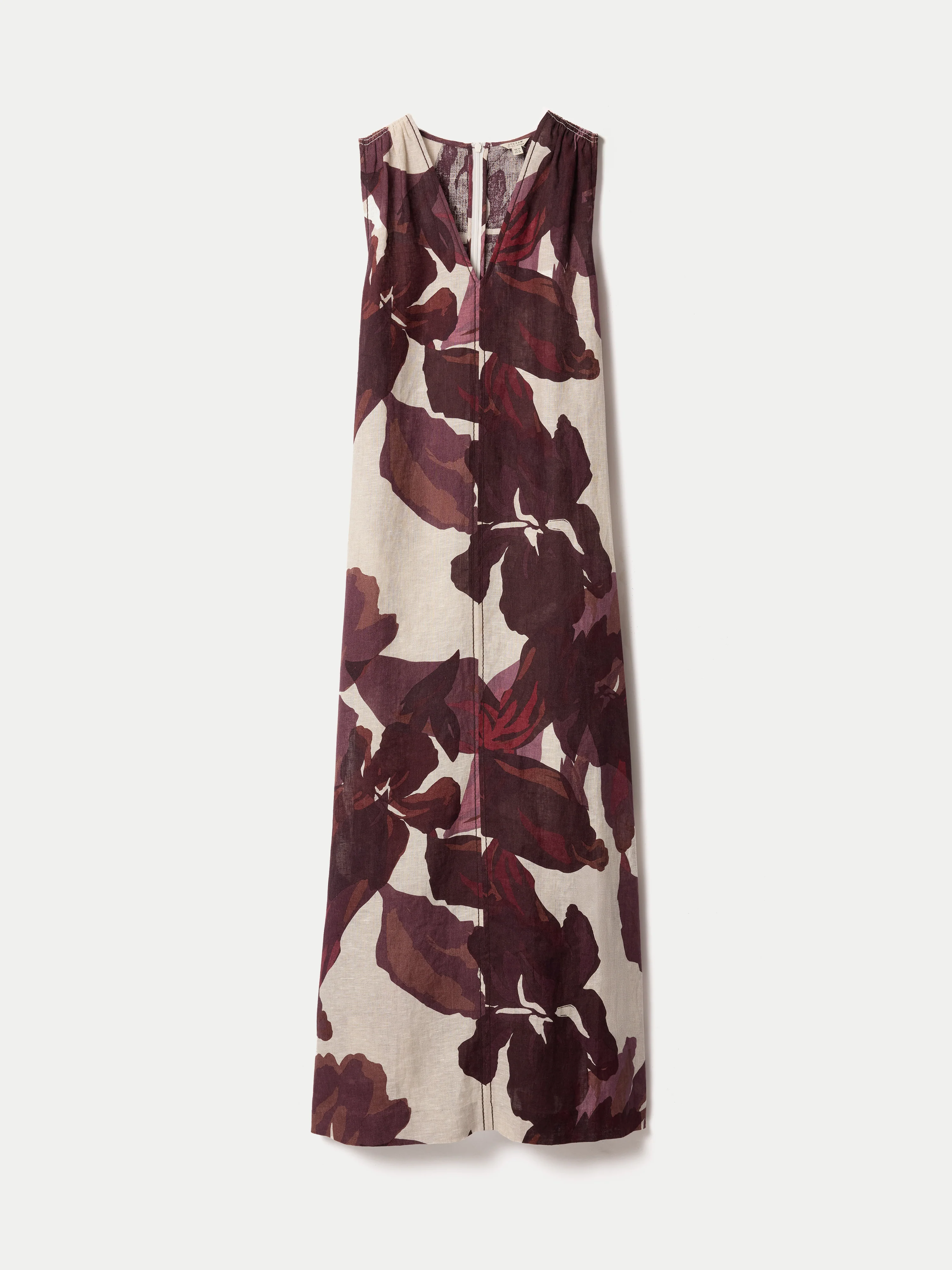 Iris Leaf Linen Dress | Burgundy - Image 8