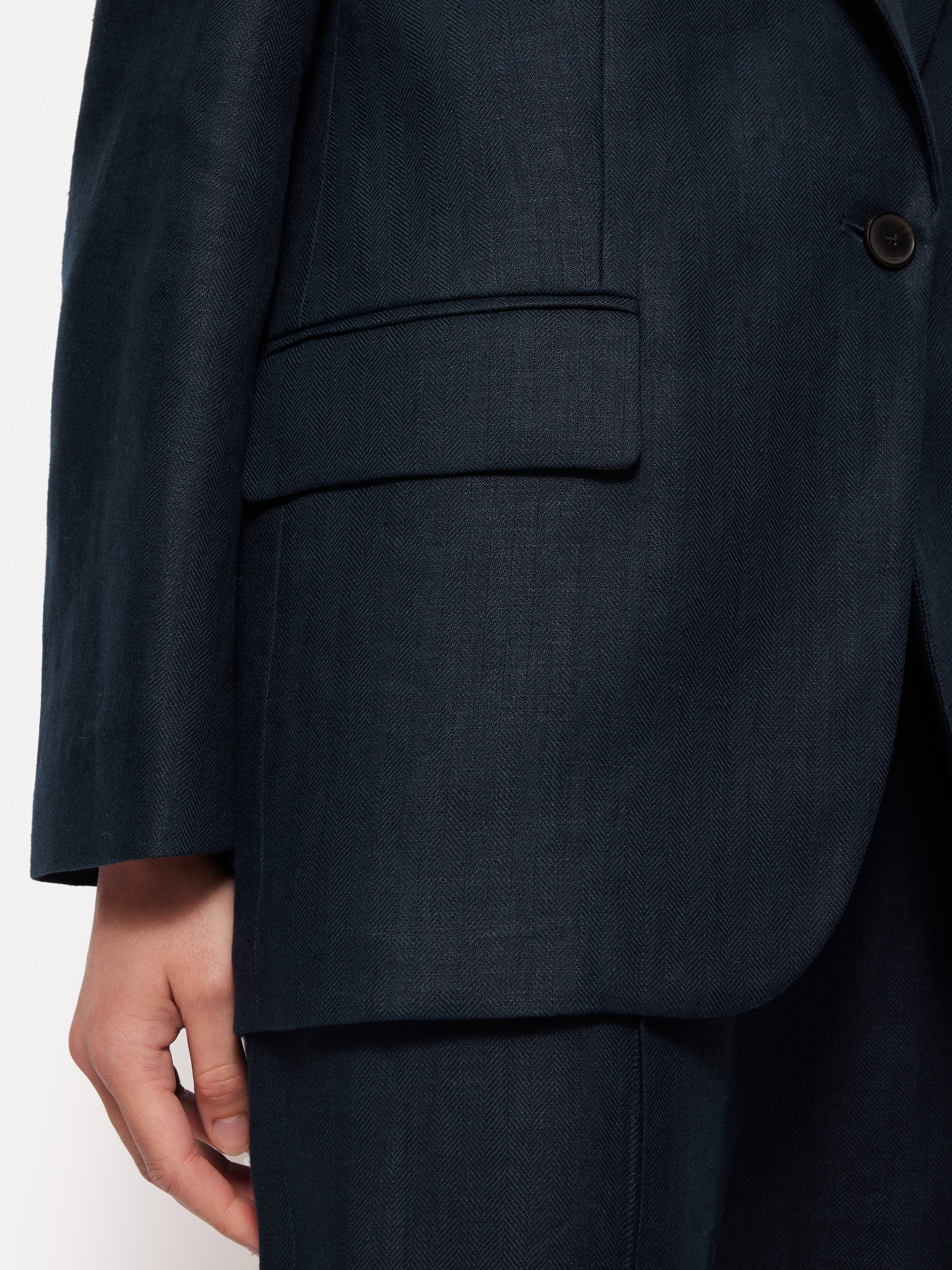 Irish Linen Herringbone Gibson Blazer | Navy - Image 4
