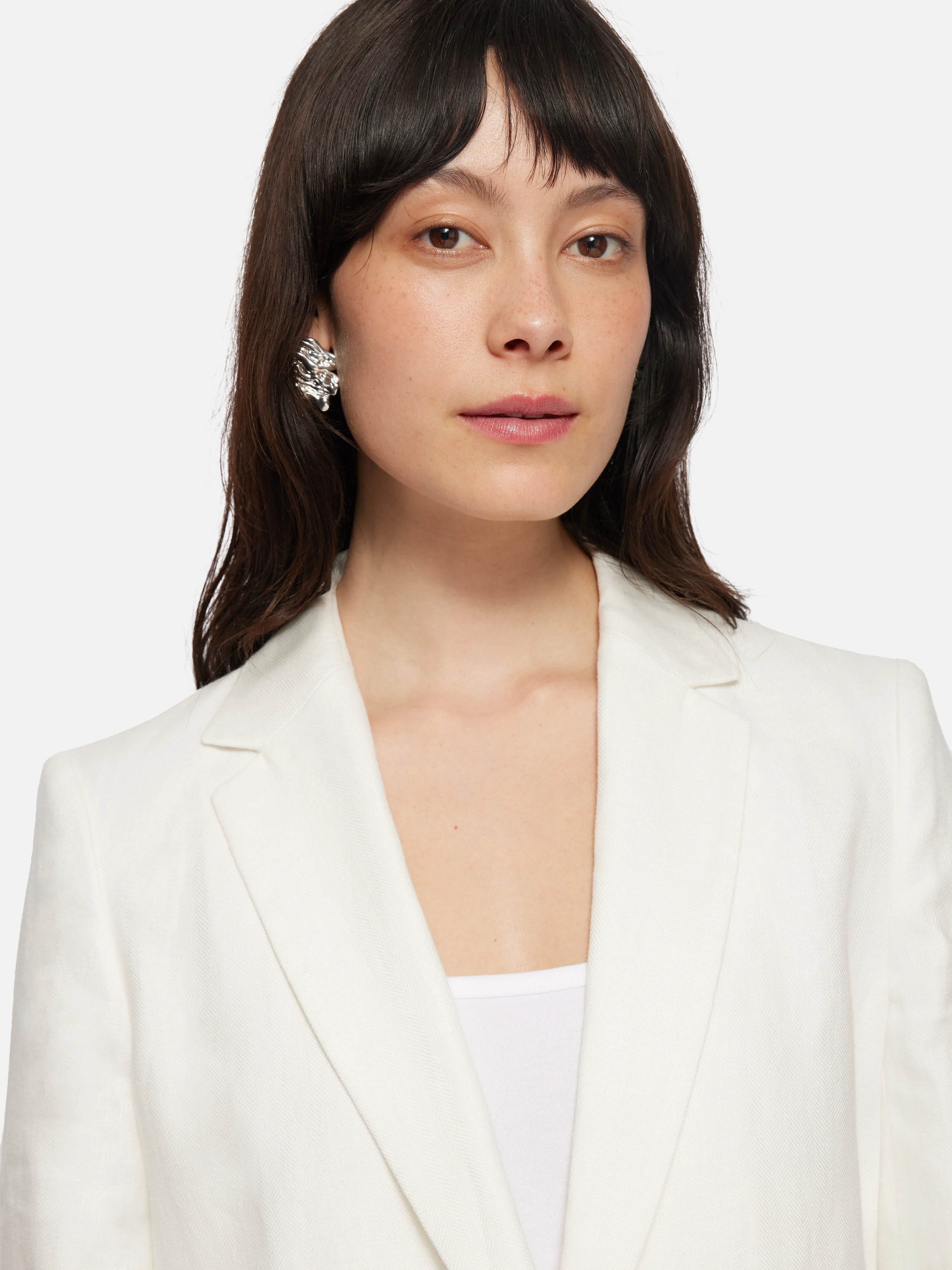 Irish Linen Herringbone Brook Jacket | White - Image 3
