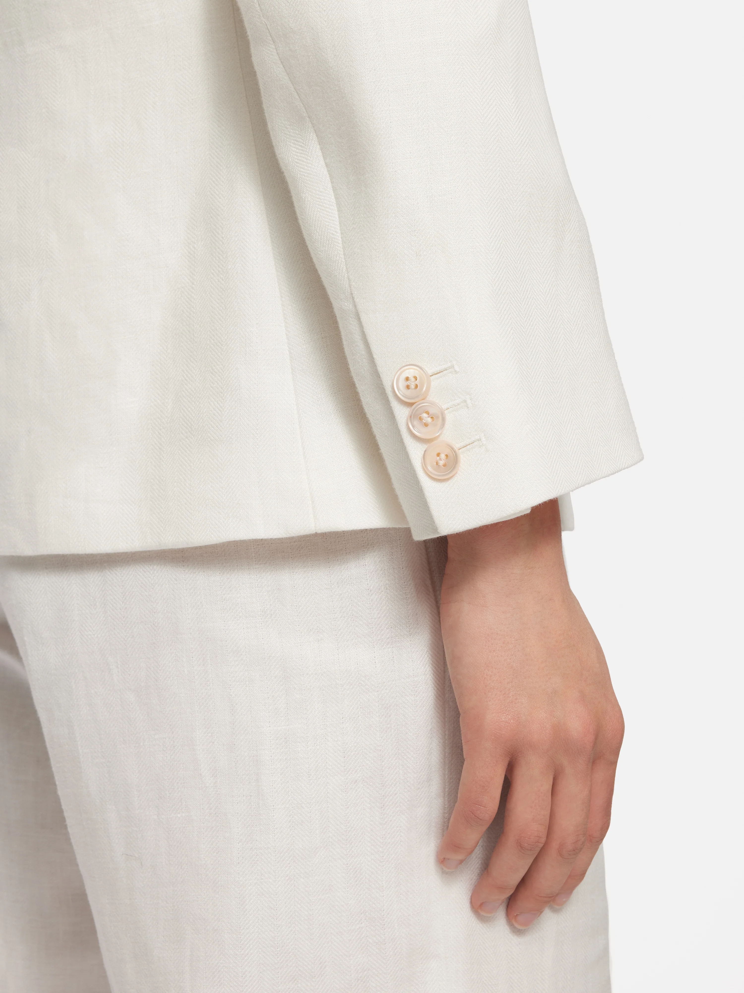 Irish Linen Herringbone Brook Jacket | White - Image 5