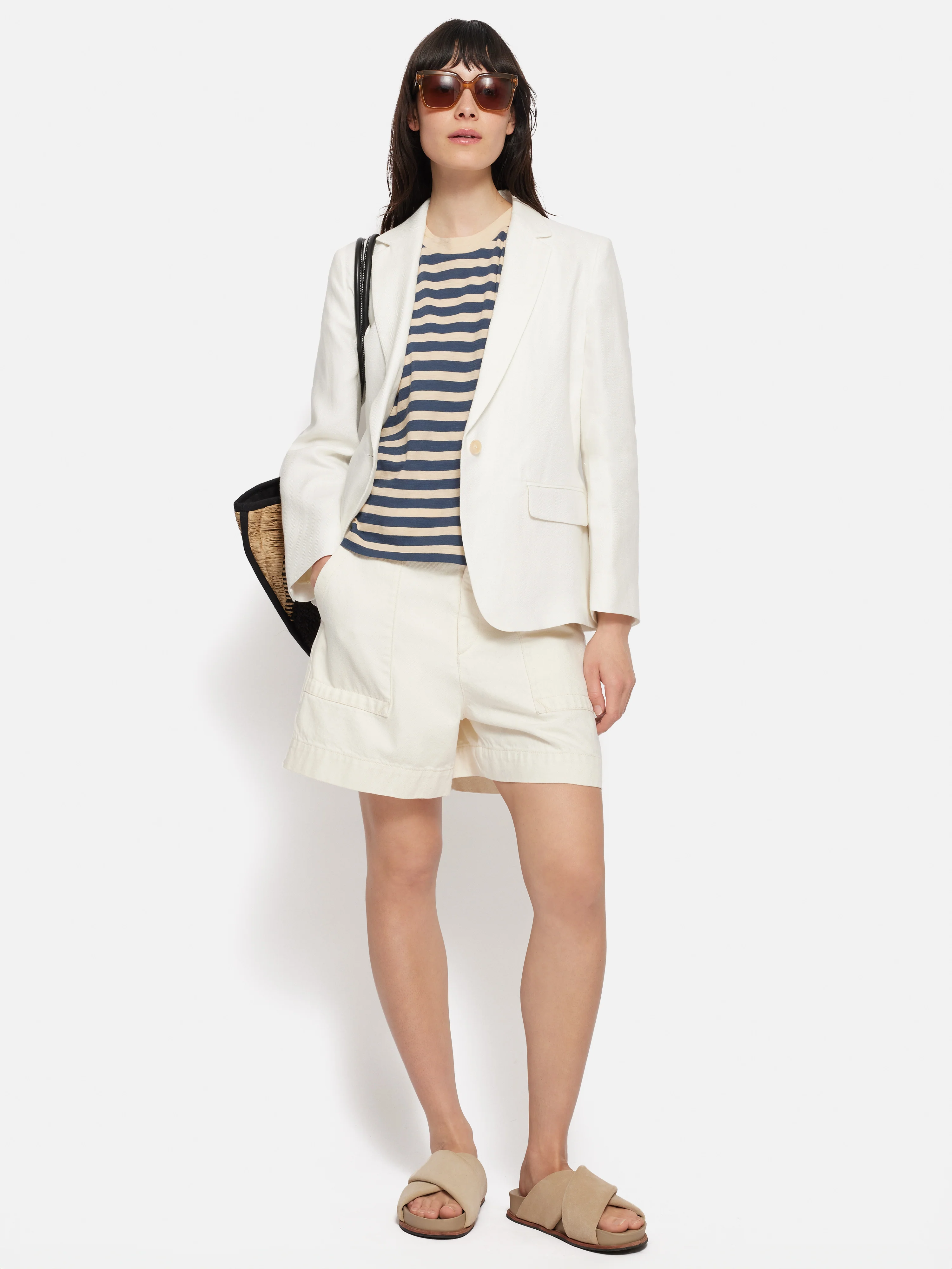 Irish Linen Herringbone Brook Jacket | White - Image 7