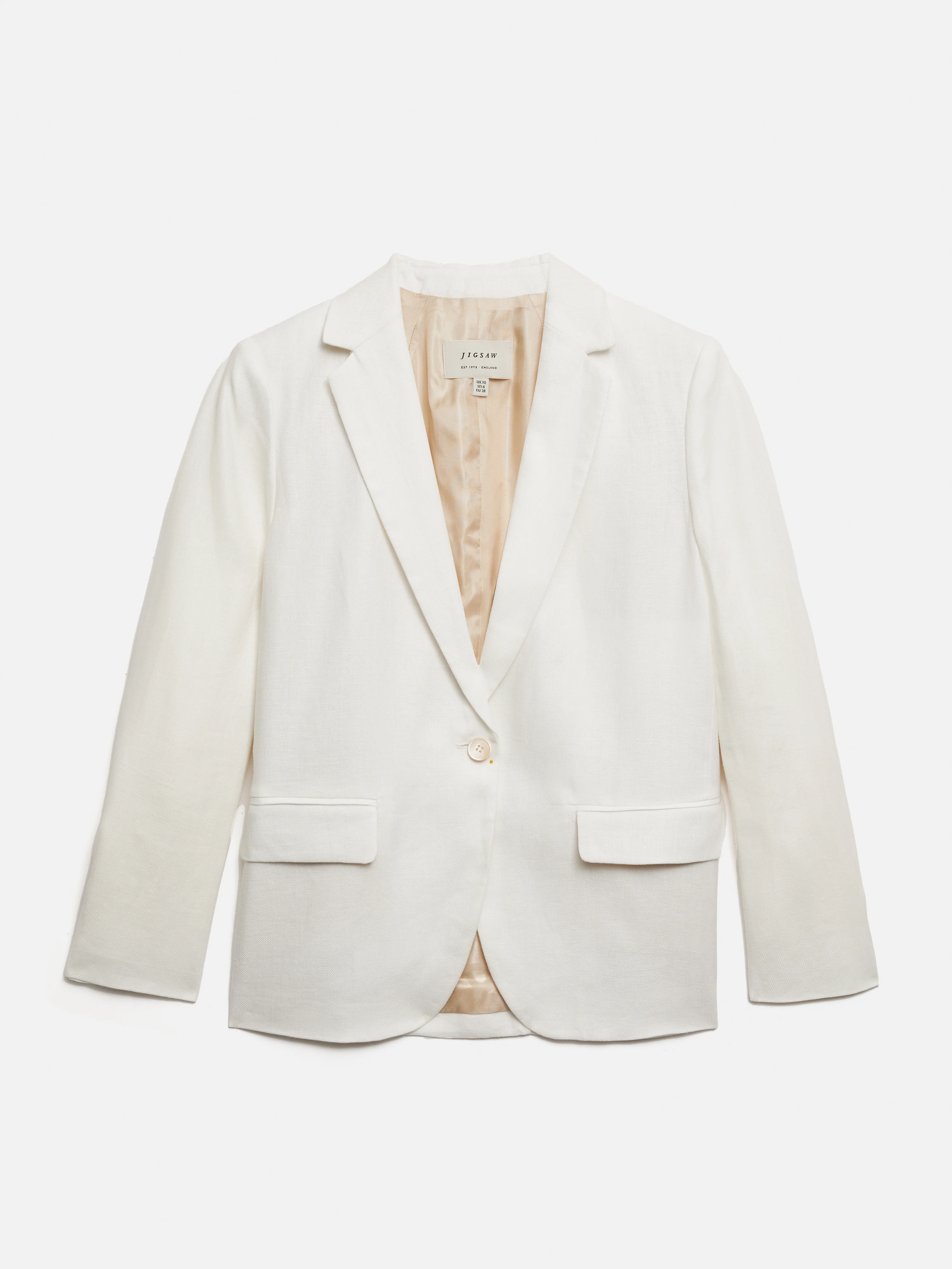 Irish Linen Herringbone Brook Jacket | White - Image 8