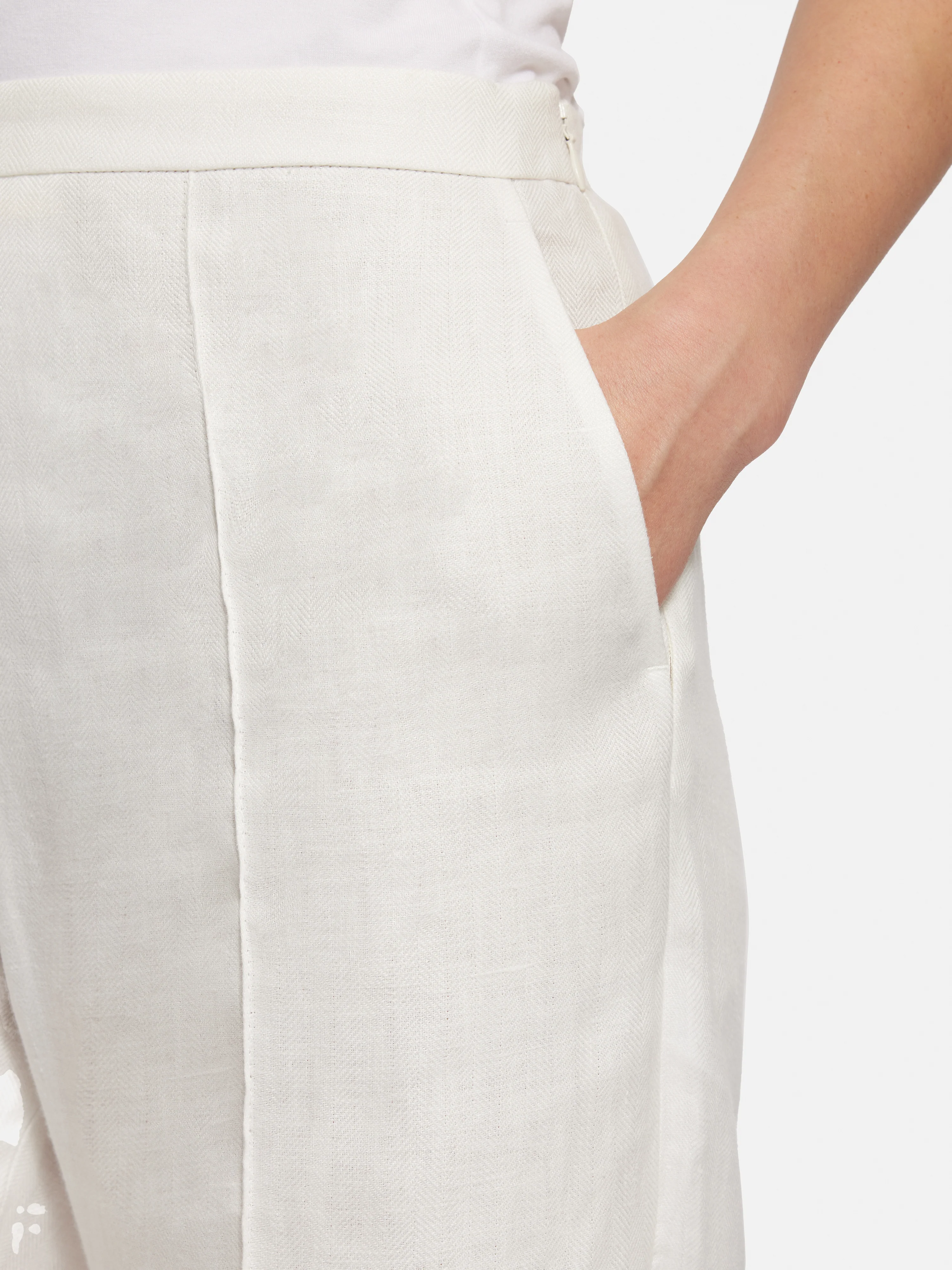 Irish Linen Herringbone Palazzo | White - Image 2
