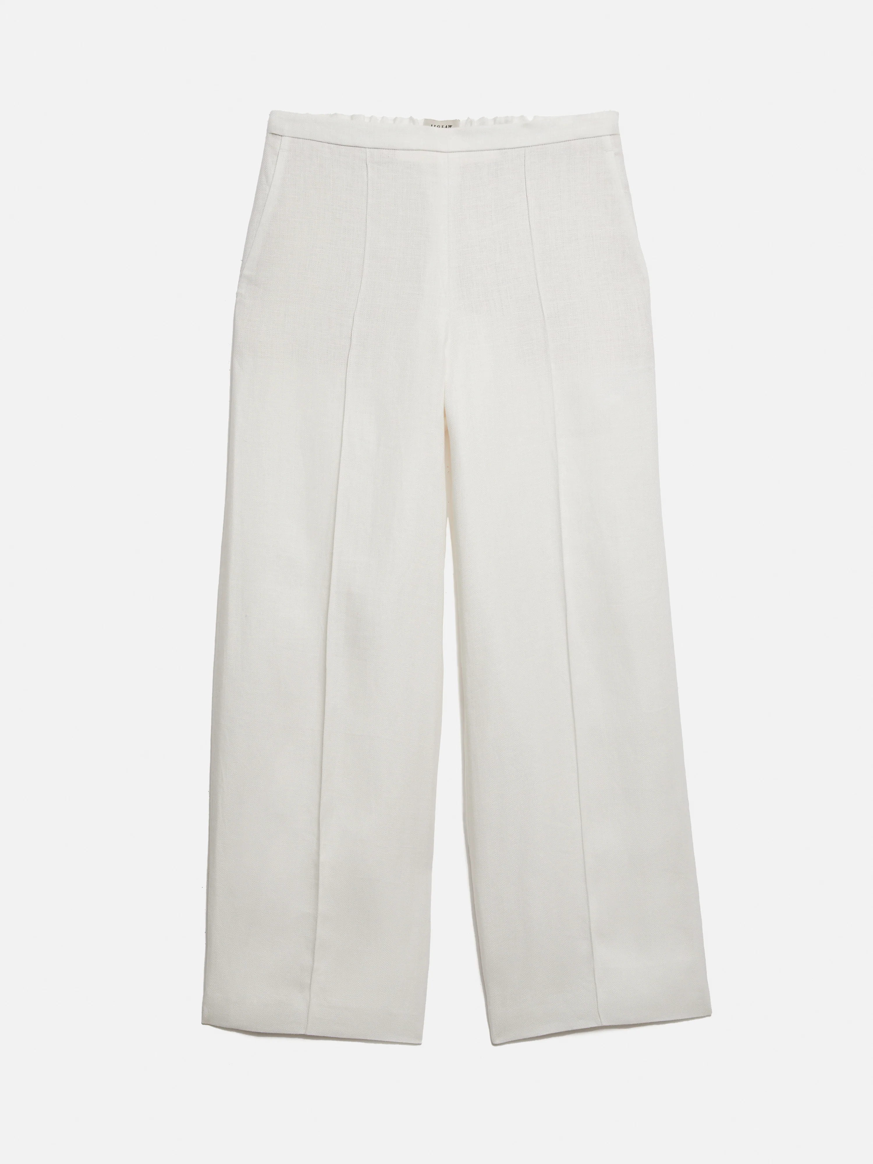 Irish Linen Herringbone Palazzo | White - Image 7