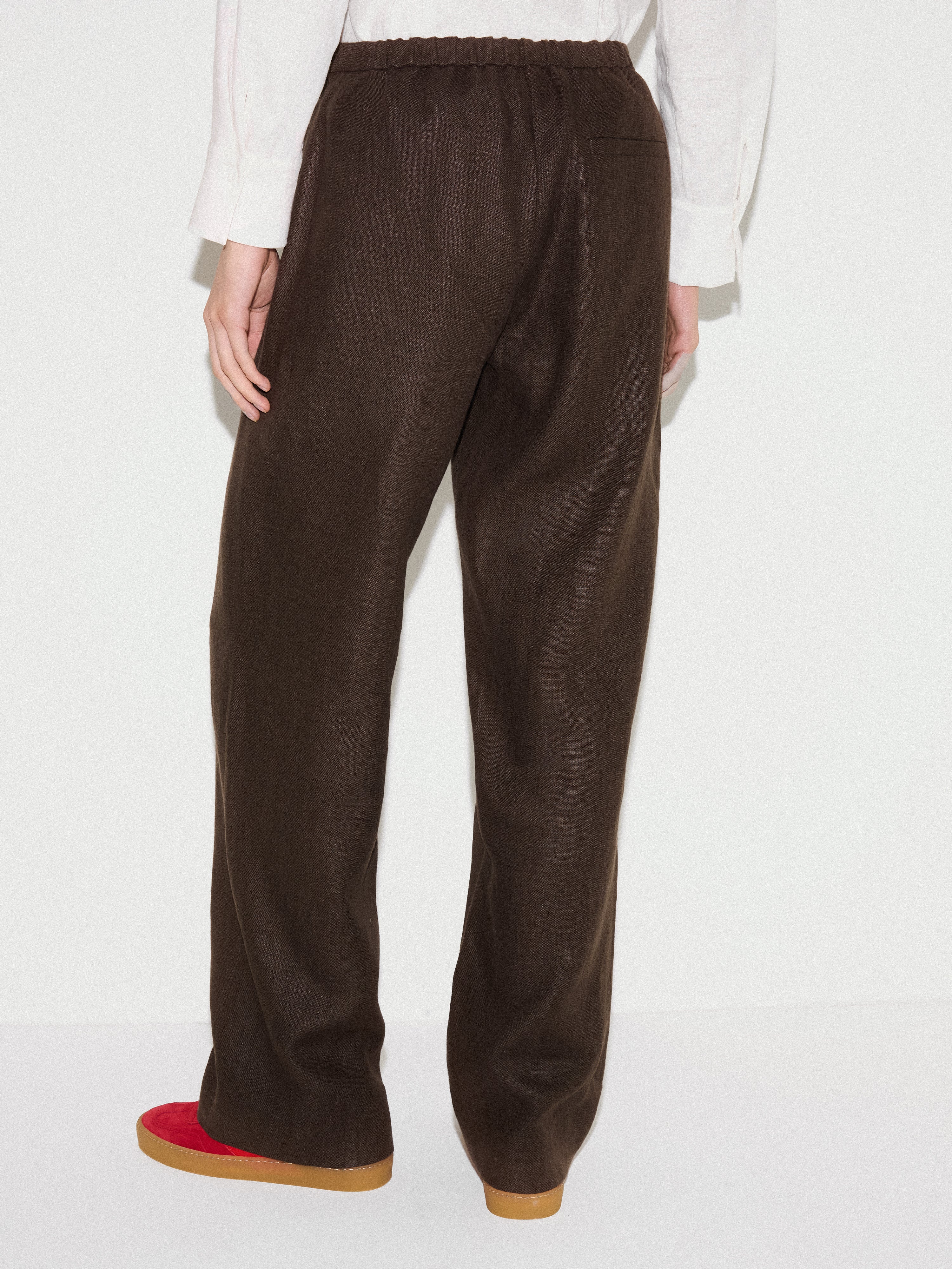 Irish Linen Palazzo Trouser | Brown - Image 4