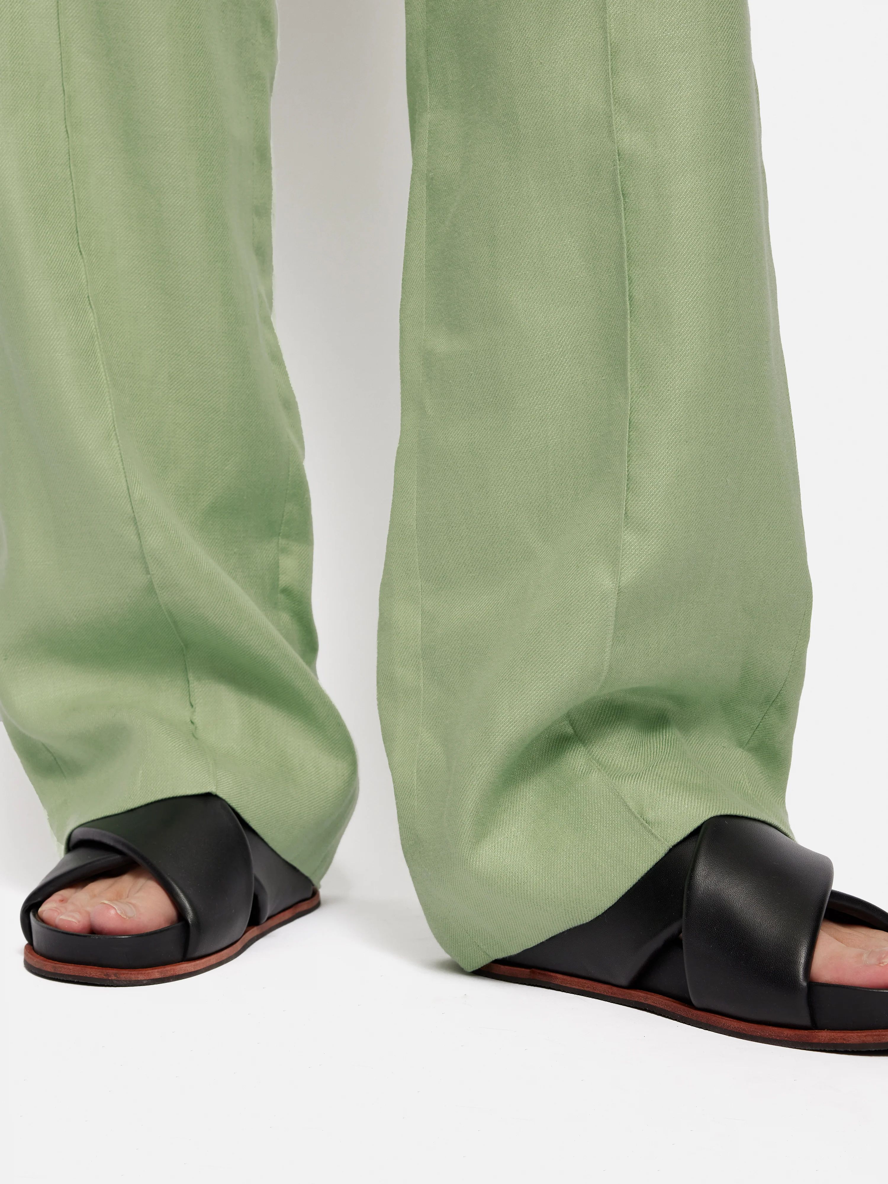 Irish Linen Twill Palazzo Trouser | Green - Image 5
