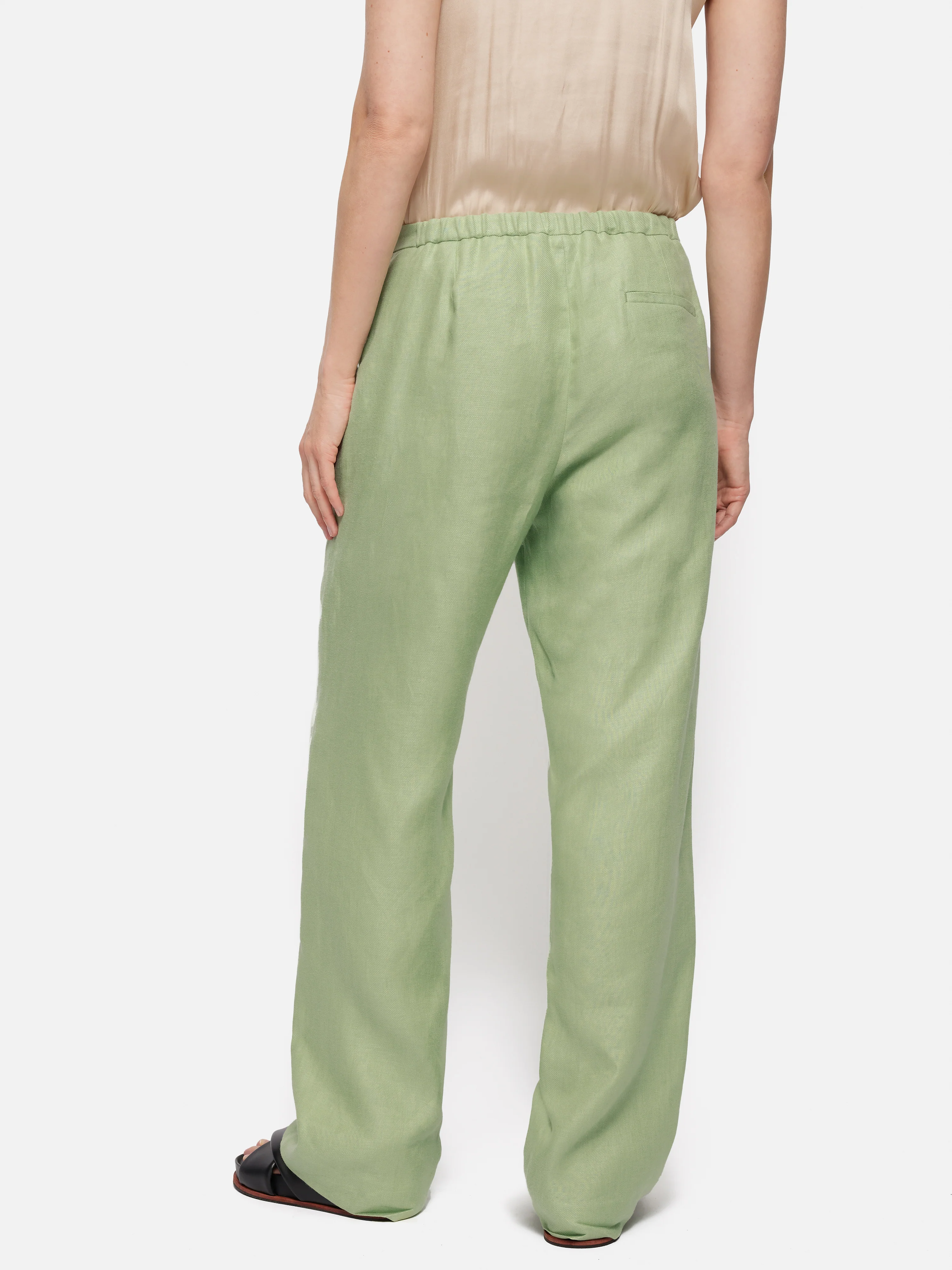 Irish Linen Twill Palazzo Trouser | Green - Image 6