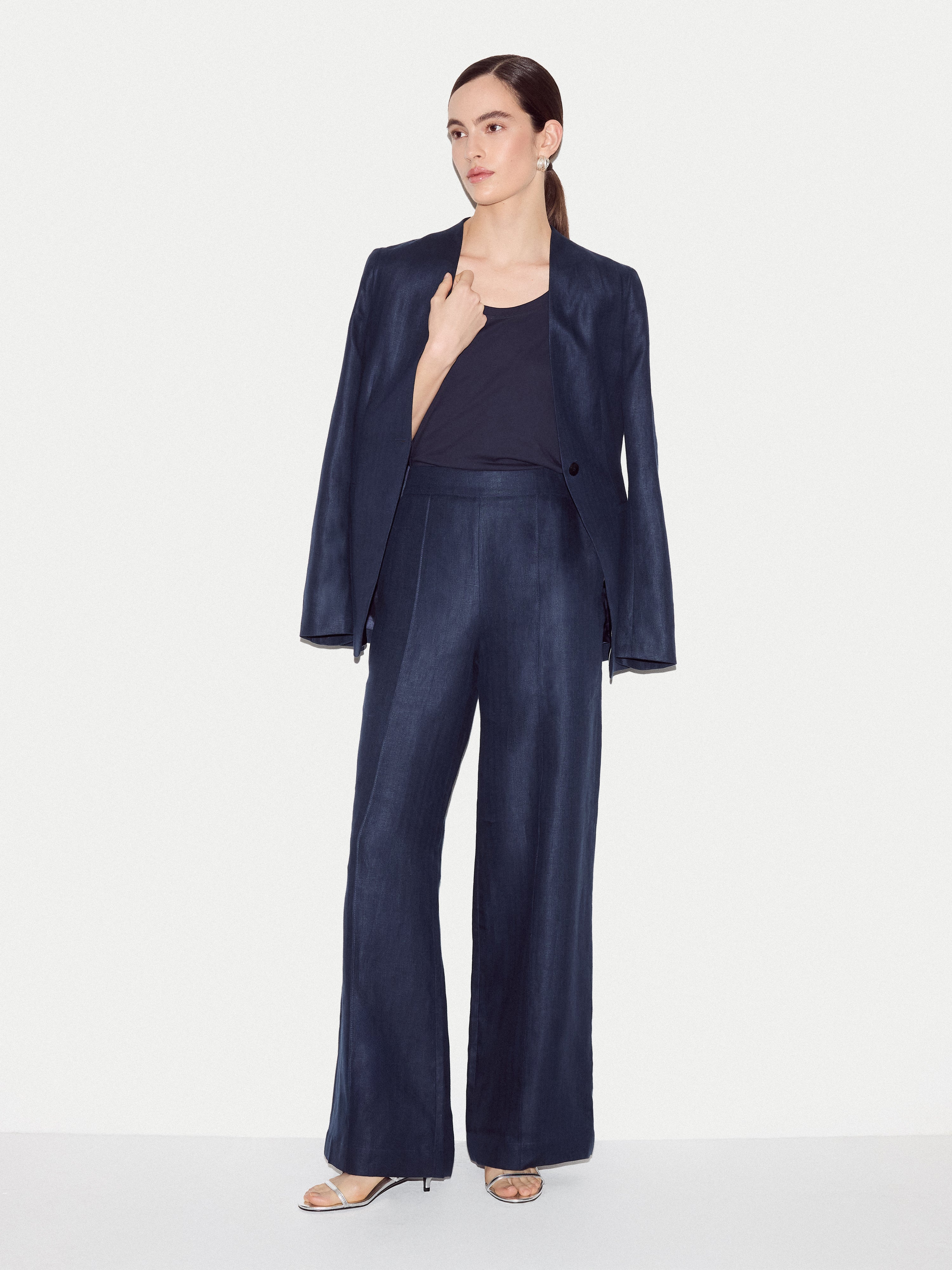 Irish Linen Wide Leg Sailor Trouser | Navy - Image 5