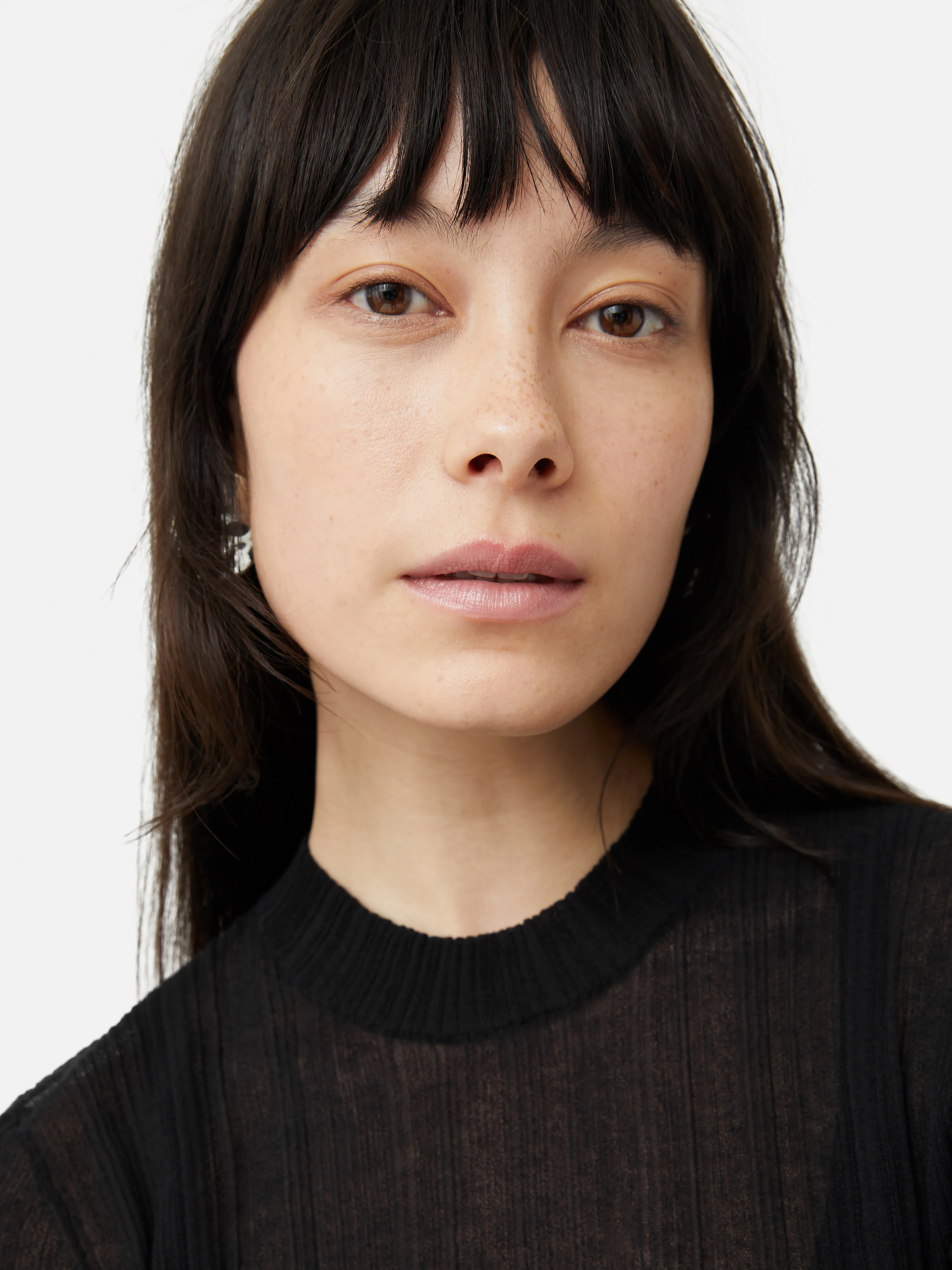 Irregular Plisse Crew Top | Black - Image 6