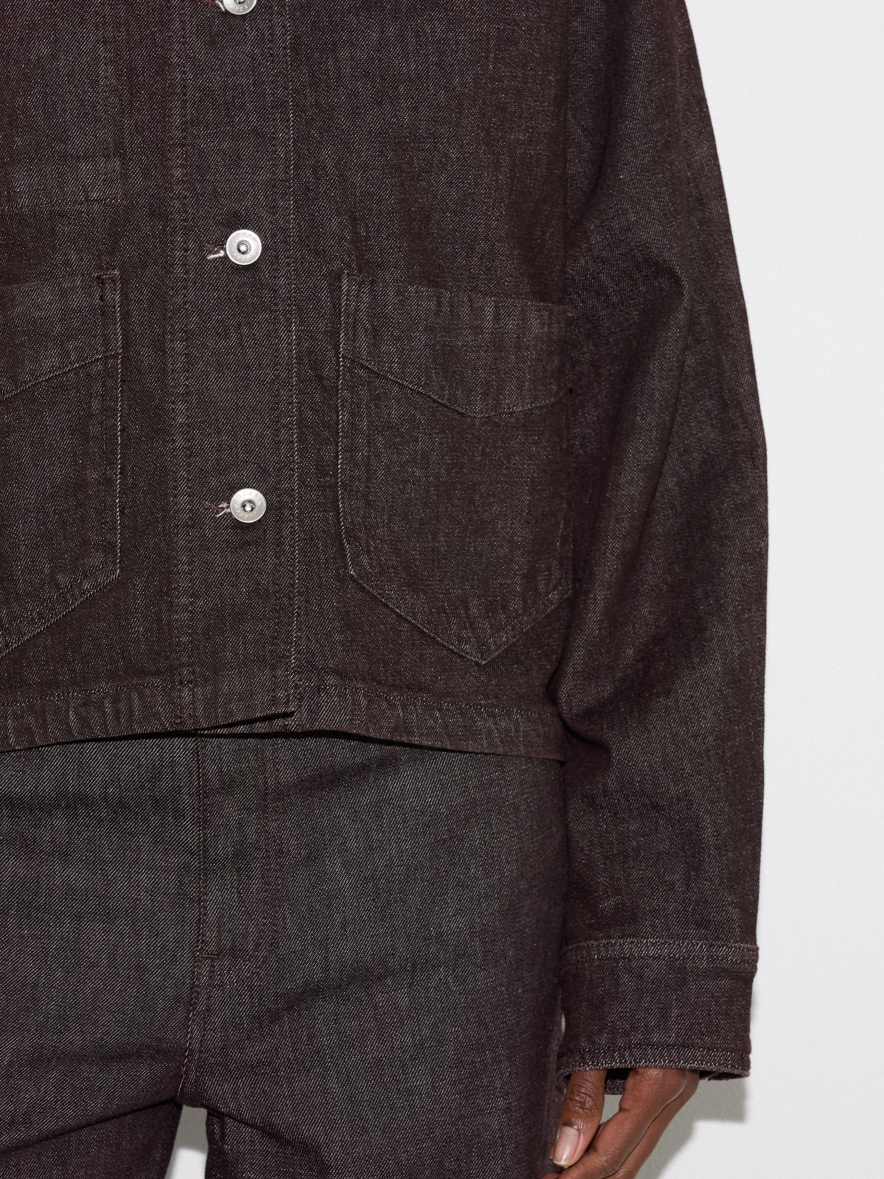 Isla Denim Cropped Jacket | Burgundy - Image 5