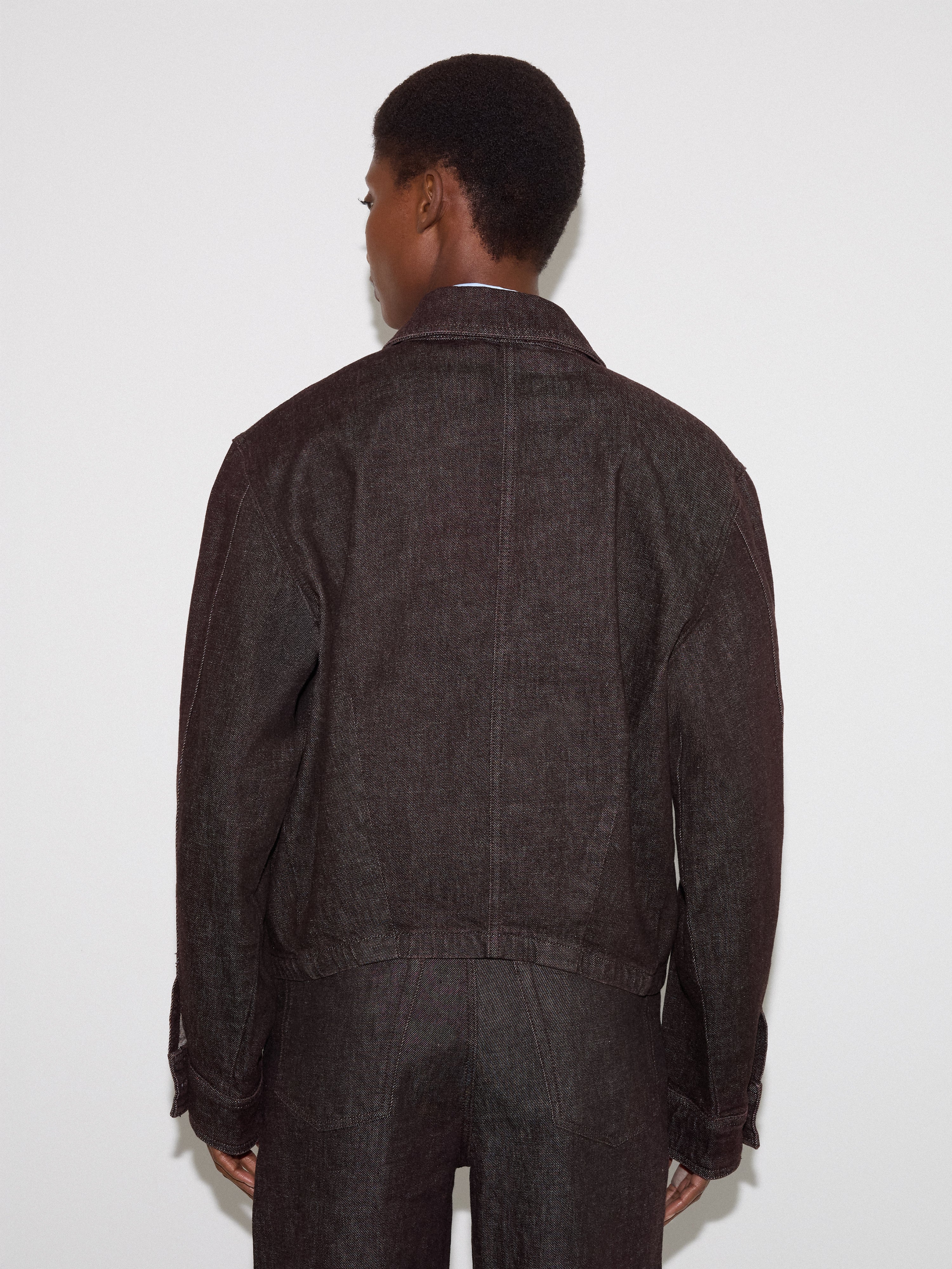 Isla Denim Cropped Jacket | Burgundy - Image 6